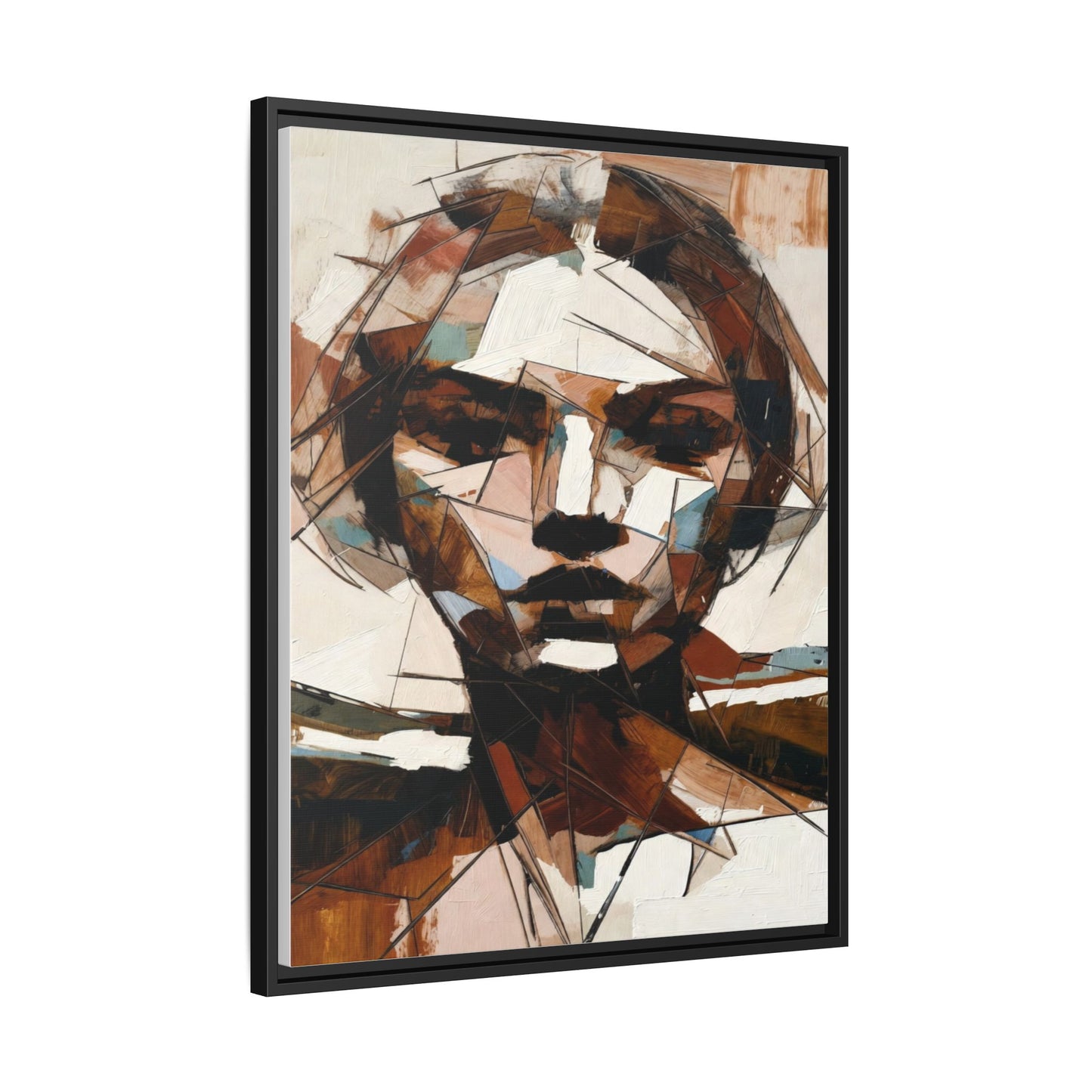 Abstract Woman Portrait Matte Canvas Framed — Geometric Multi-Color Wall Art
