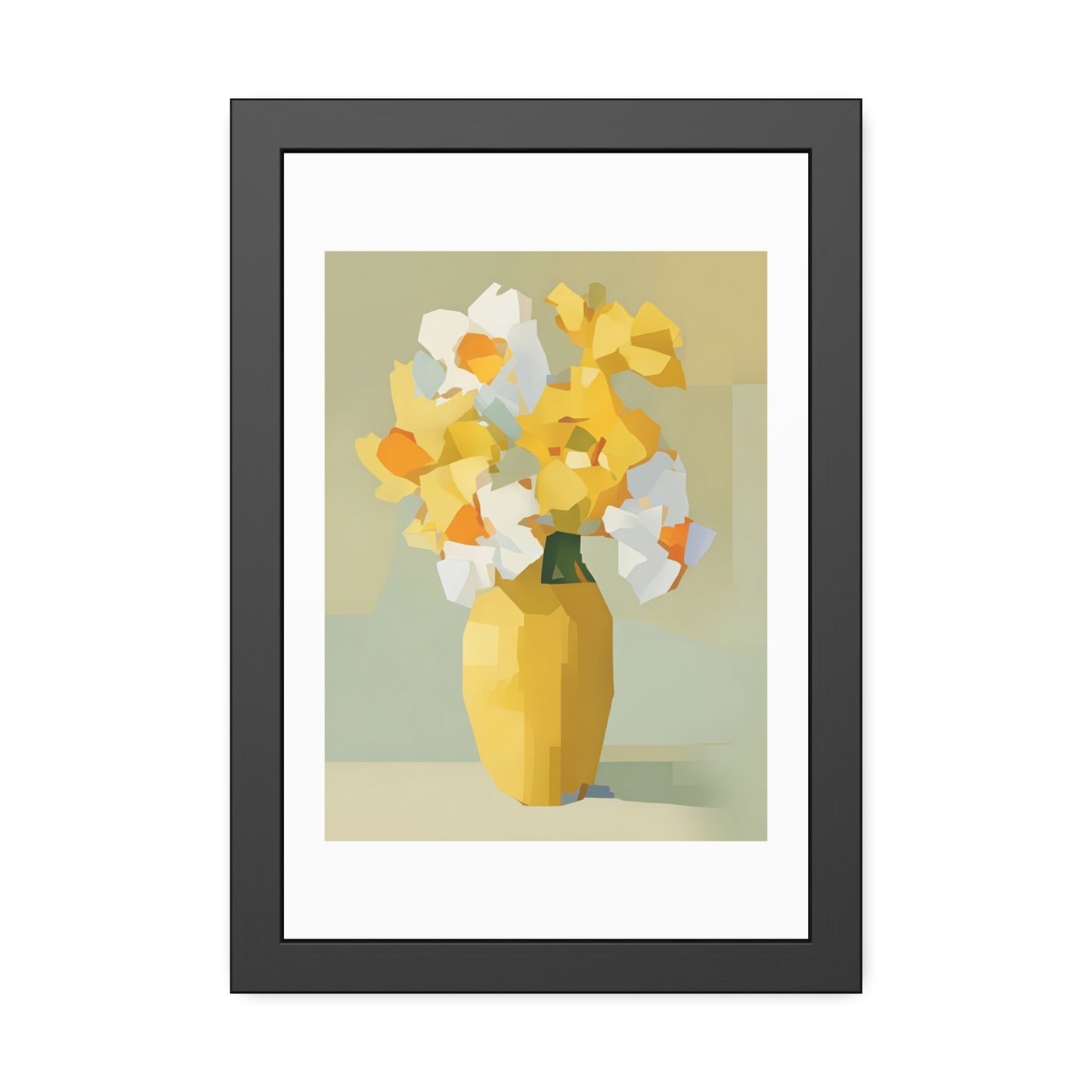 Framed Poster — Yellow Floral Vase Wall Art (Modern Abstract Bouquet)