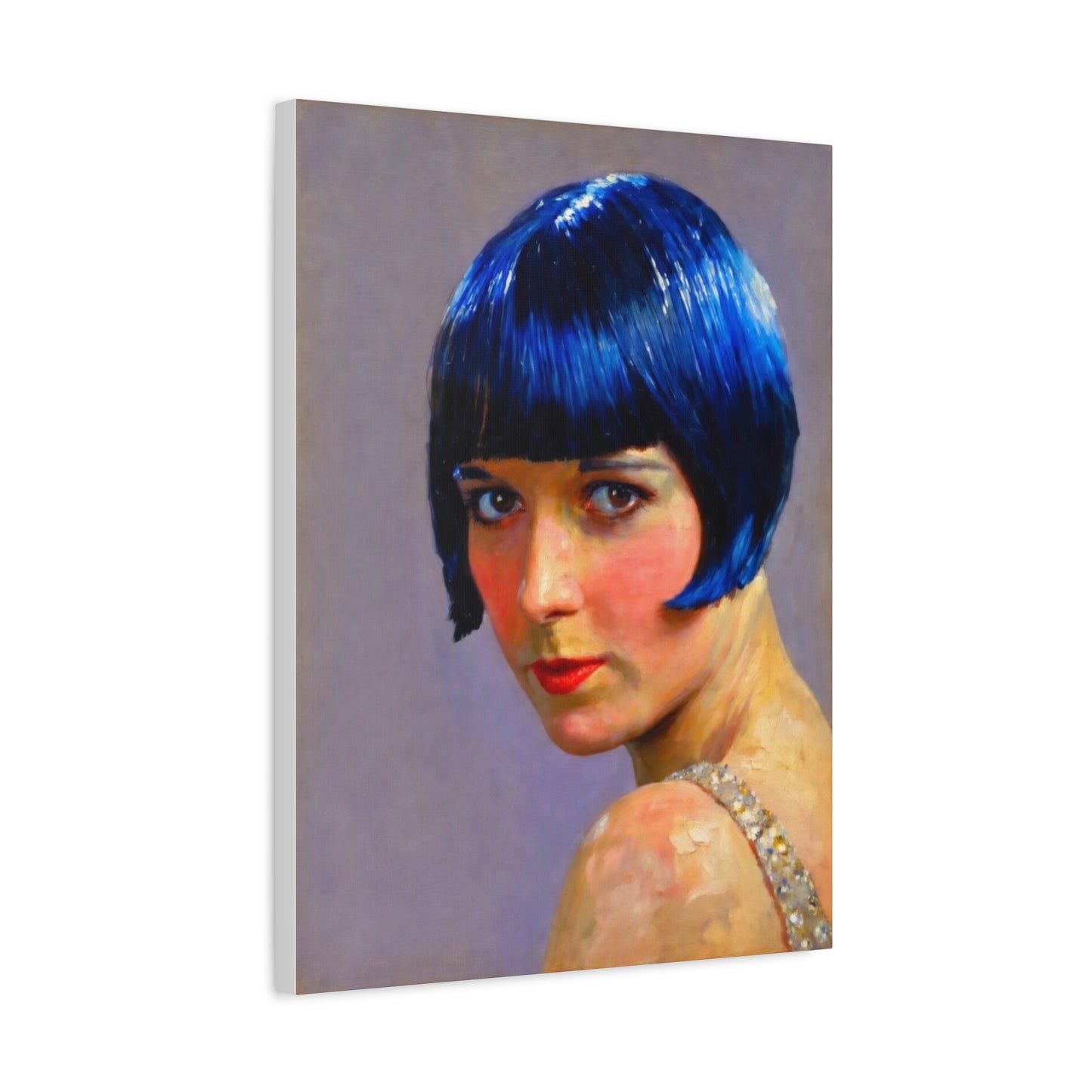 Blue Bob Portrait Matte Canvas Print - Stretched Wall Art