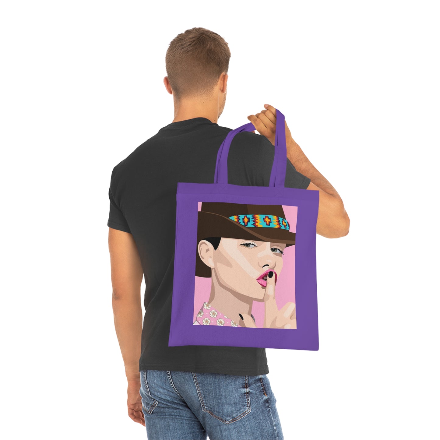 Pop Art Woman Tote Bag — Stylish Retro Portrait Cotton Shopper