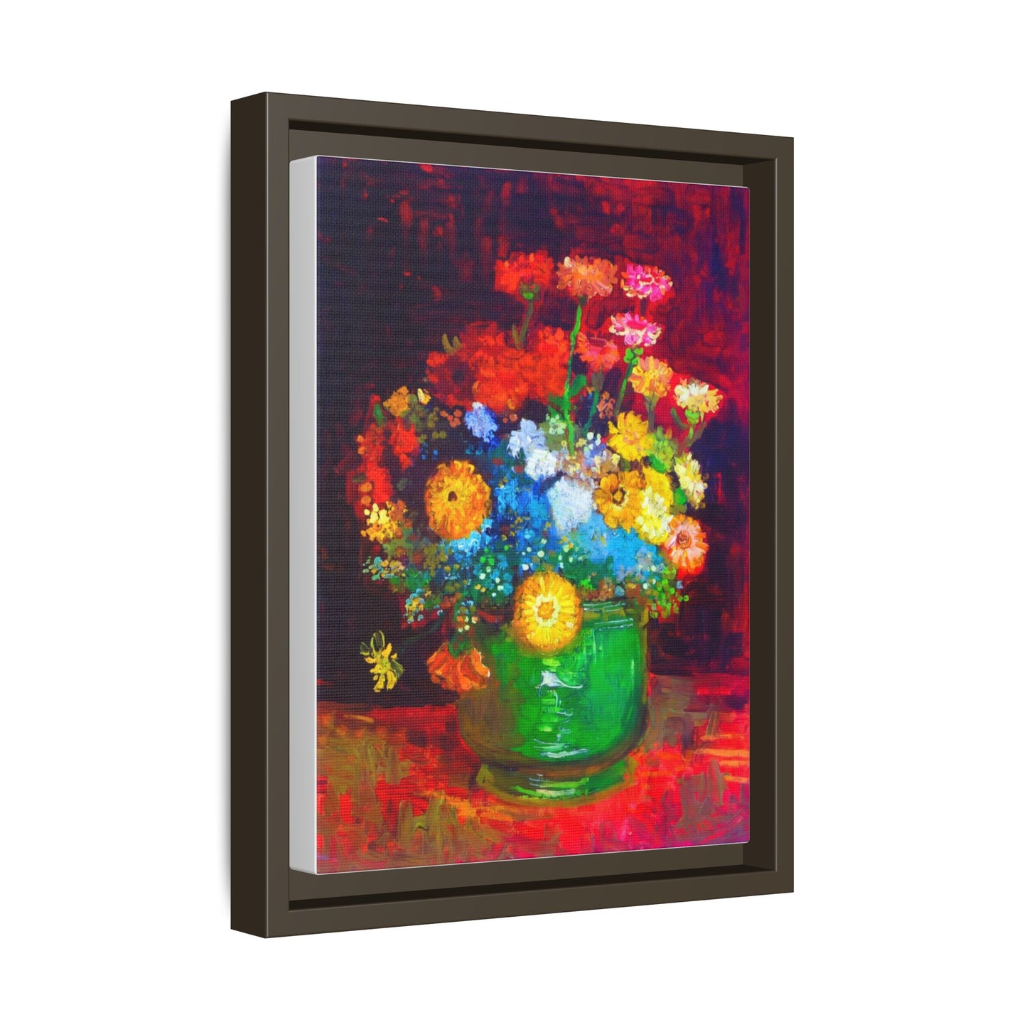 Framed Floral Canvas Print — Colorful Bouquet Wall Art