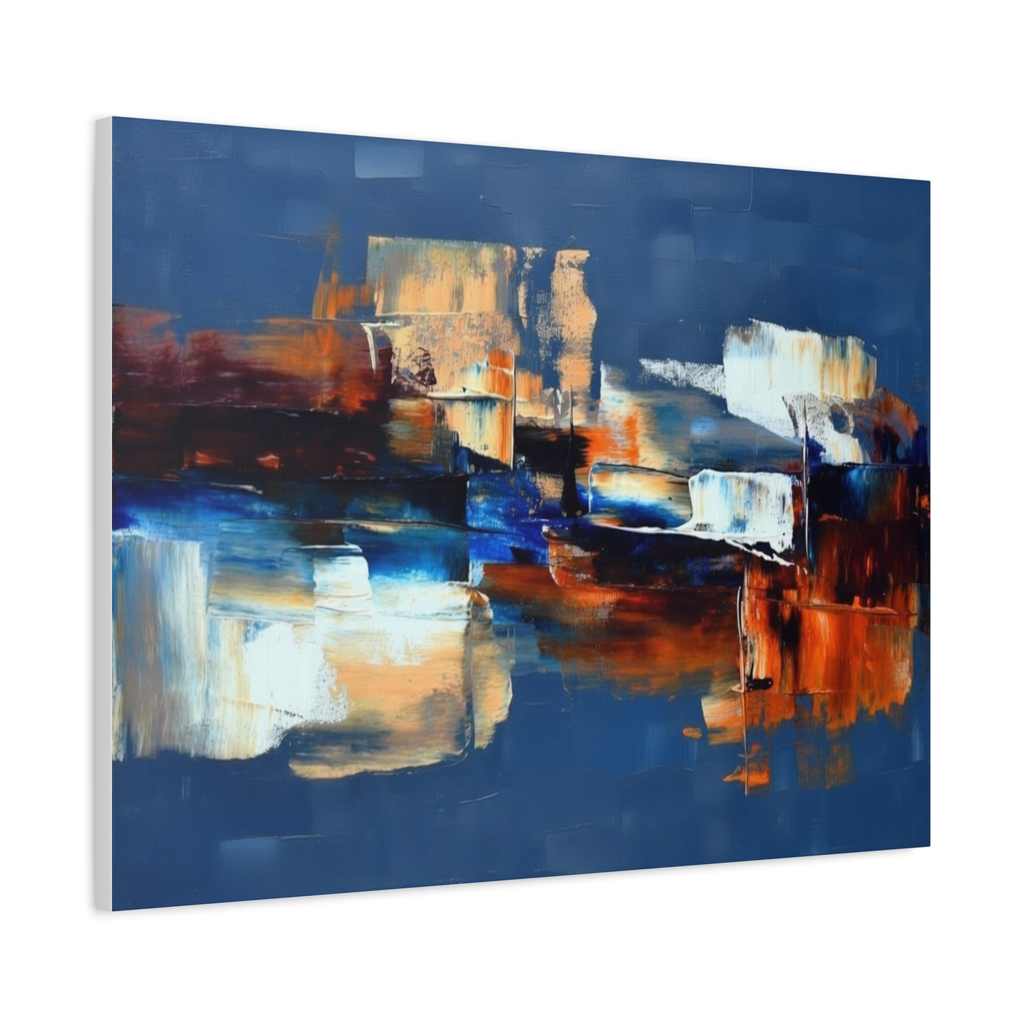 Abstract Blue & Orange Canvas Wall Art — Modern Matte Stretched Canvas