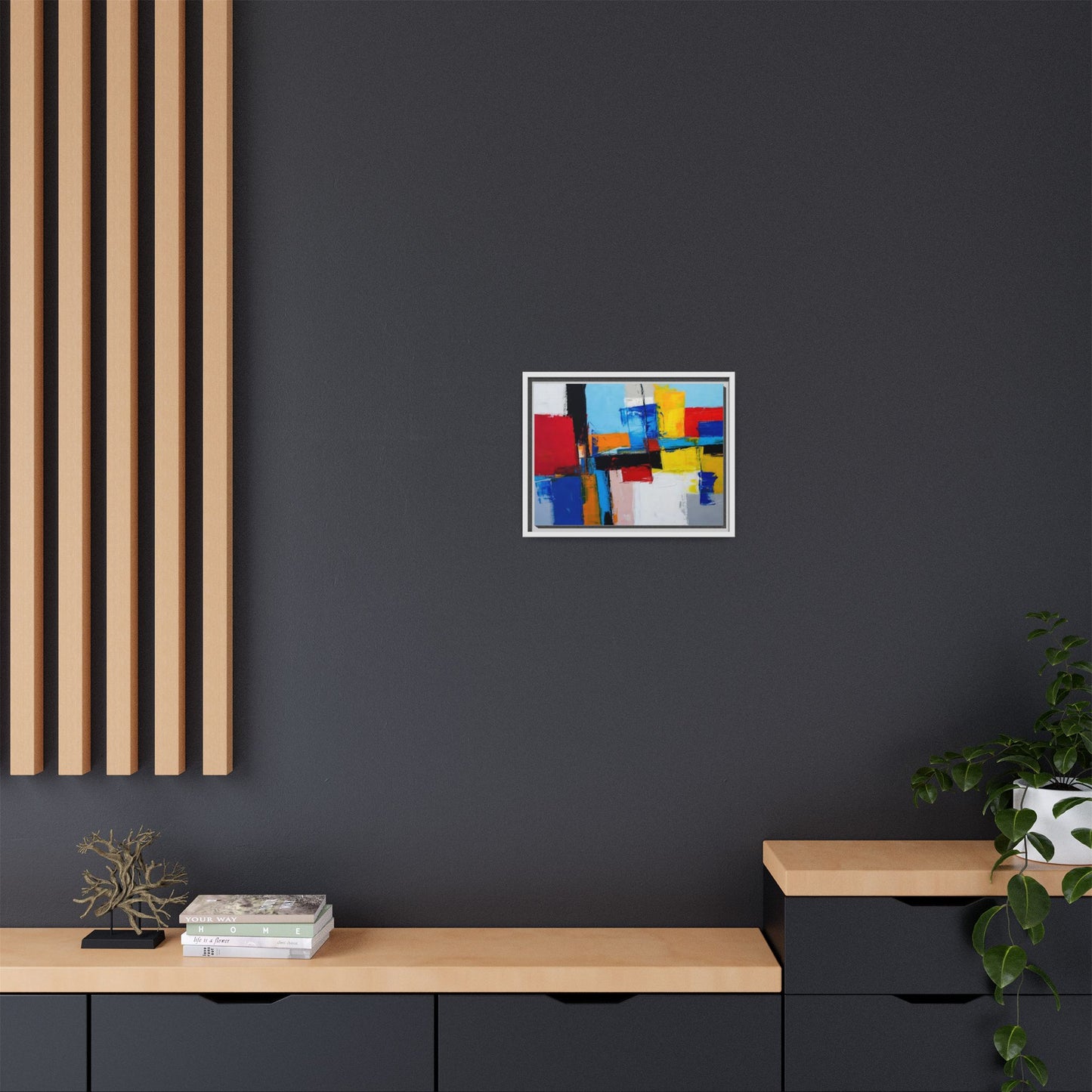 Abstract Color Block Matte Canvas Framed Wall Art