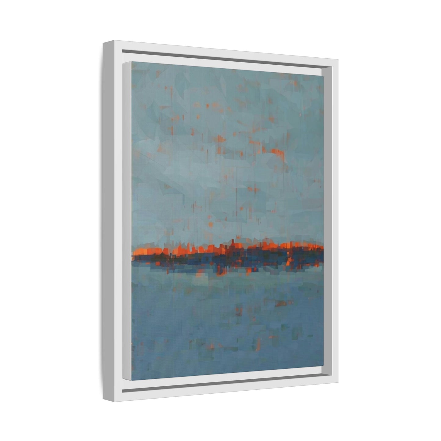 Framed Canvas Art — Teal & Orange Abstract Seascape