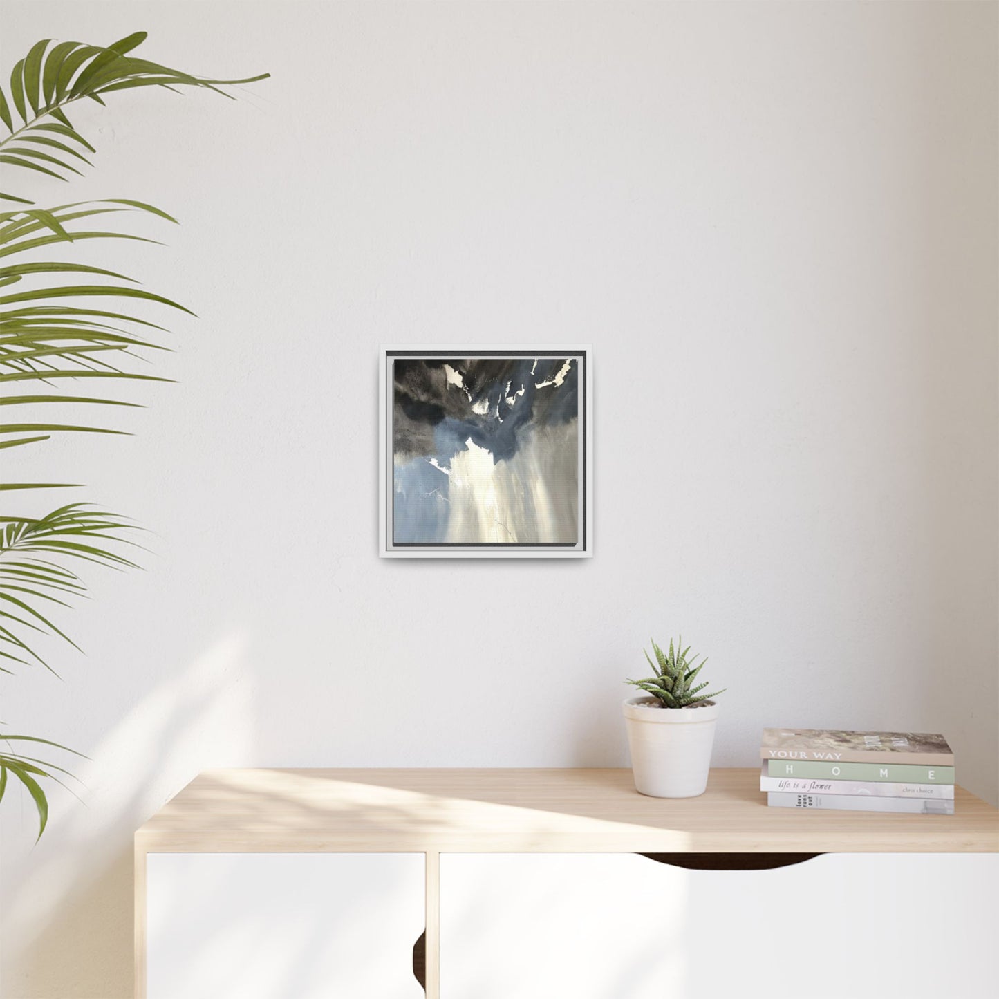 Framed Matte Canvas Art — Moody Abstract Sky Painting