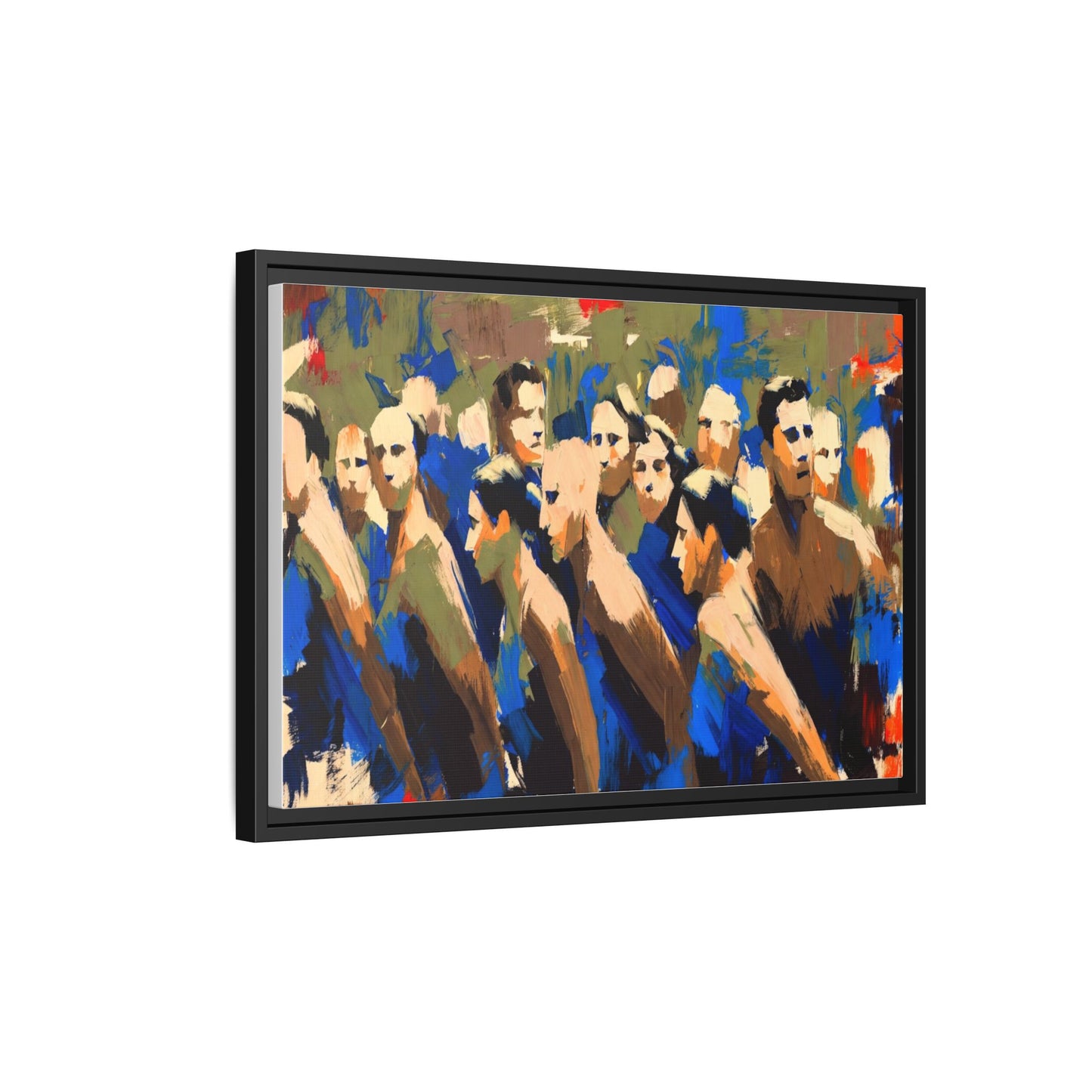 Abstract Crowd Matte Canvas Print — Framed Multi-Color Wall Art