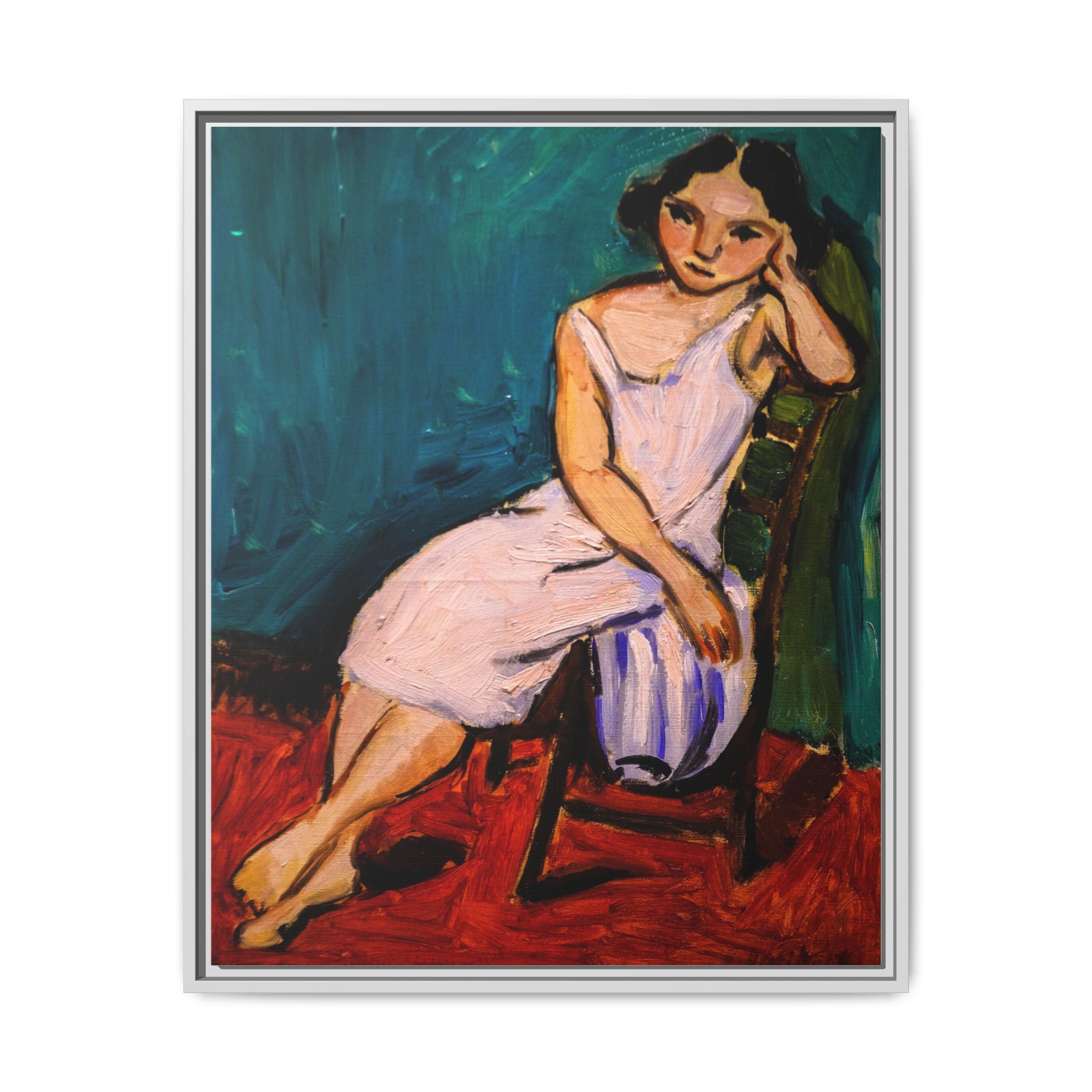 Jeune Fille assise by Henri Matisse Framed Matte Canvas Wall Art