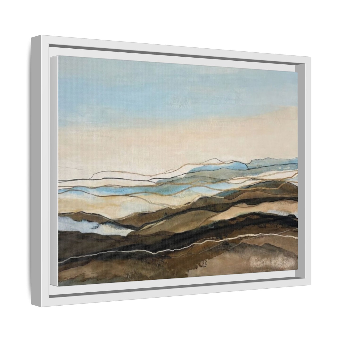 Framed Matte Canvas Print — Abstract Coastal Landscape Wall Art