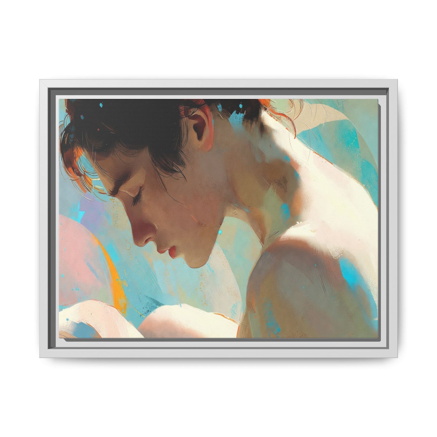 Framed Matte Canvas Print — Dreamy Portrait Art (Multi‑Color)