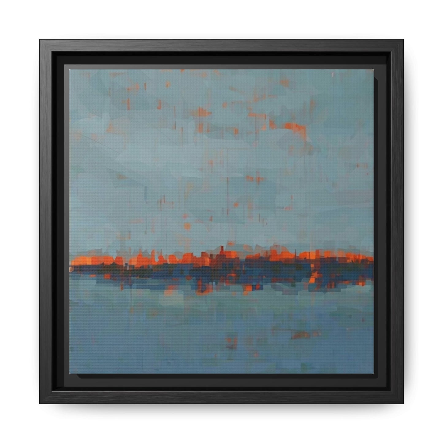 Framed Canvas Art — Teal & Orange Abstract Seascape