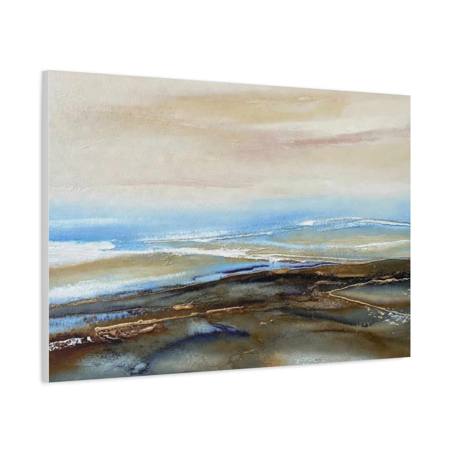 Coastal Abstract Matte Canvas Wall Art — Serene Ocean Horizon Stretch