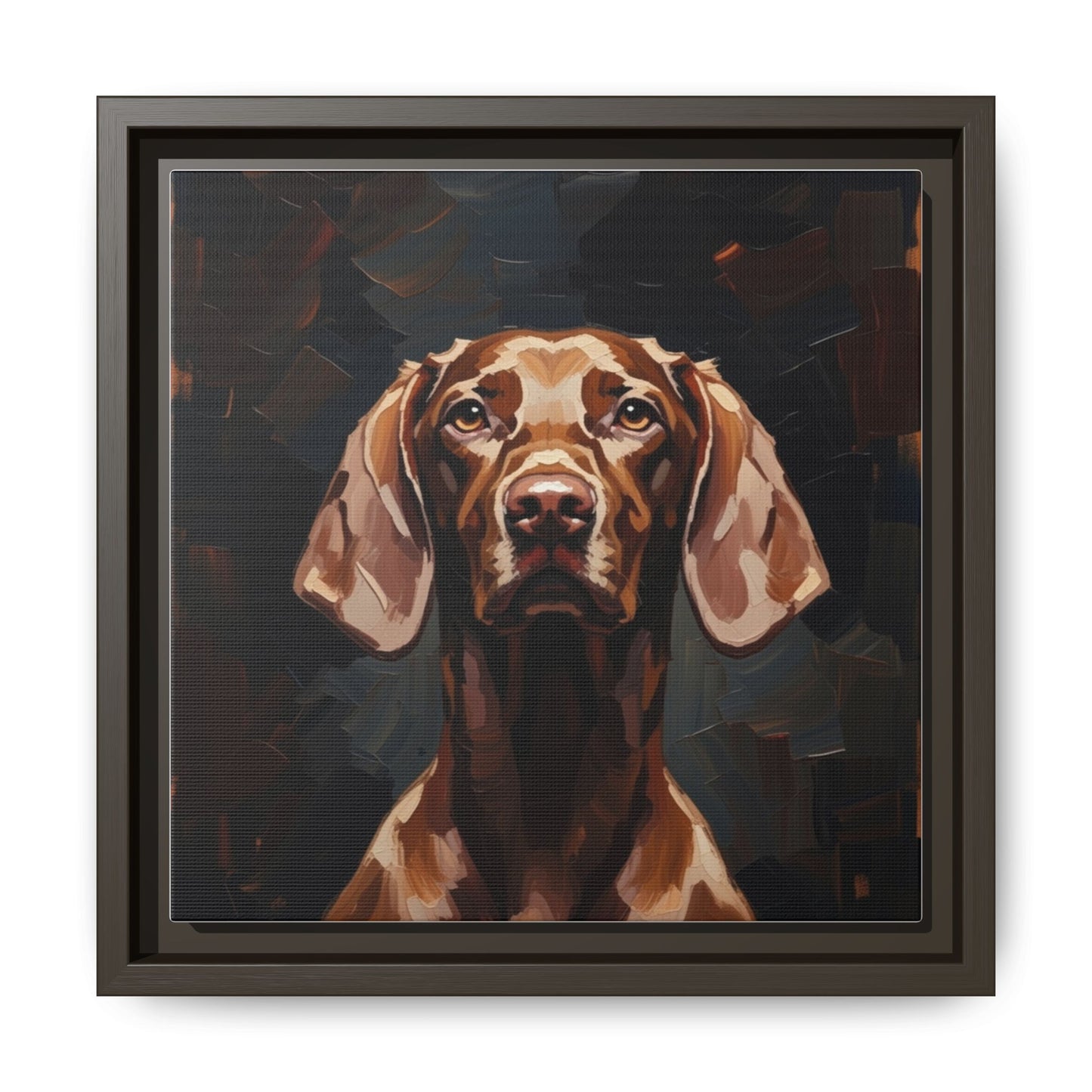 Framed Matte Canvas Dog Portrait – Brown Vizsla Wall Art