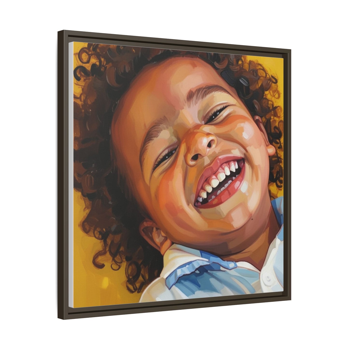 Framed Matte Canvas Print – Joyful Child Portrait, Colorful Nursery Wall Art