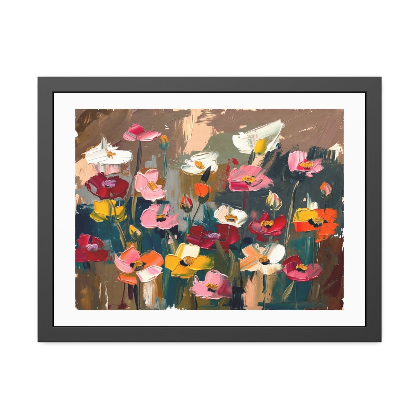 Framed Floral Poster — Colorful Abstract Flower Art Print