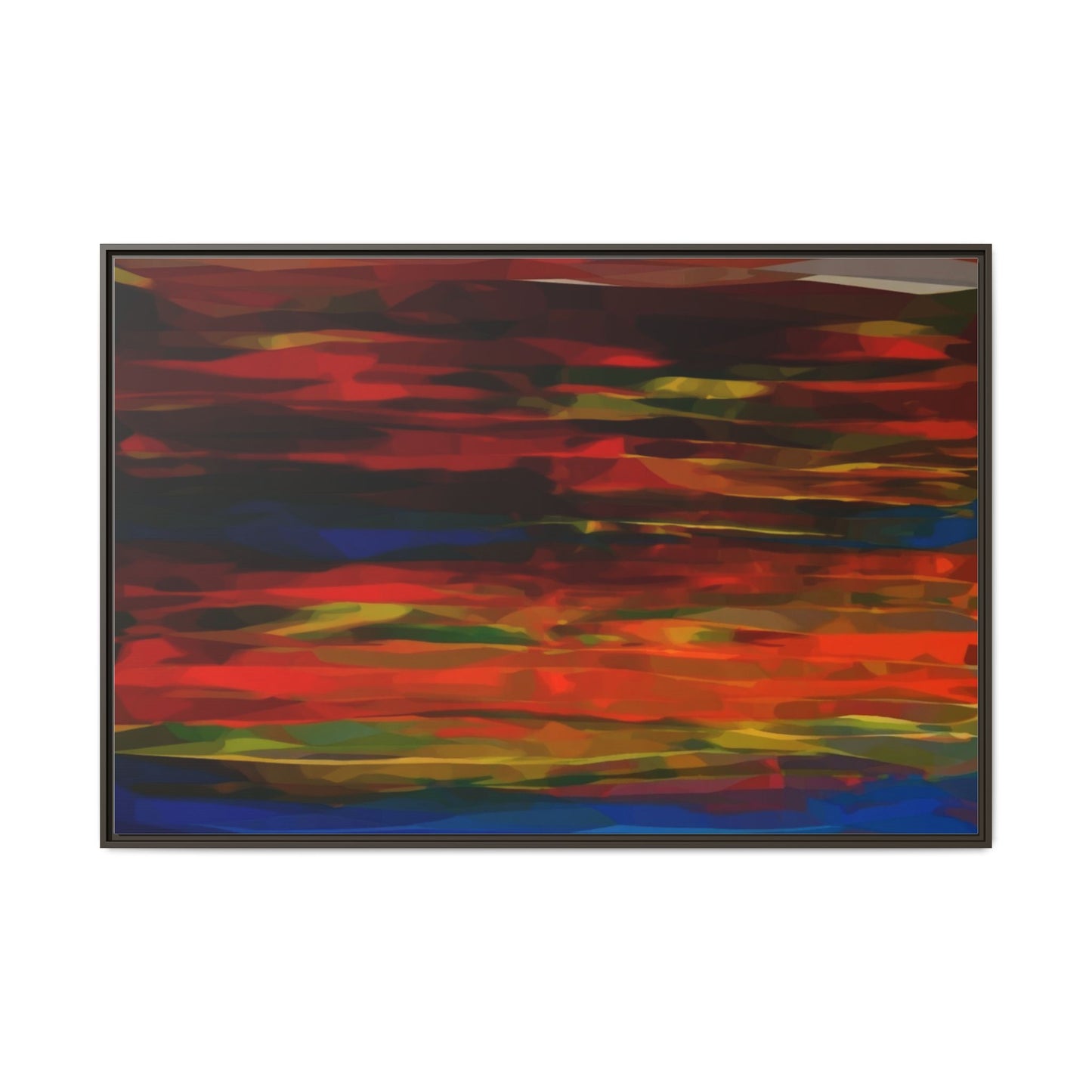 Abstract Multi-Color Matte Canvas Framed Wall Art — Bold Red & Blue Modern Painting