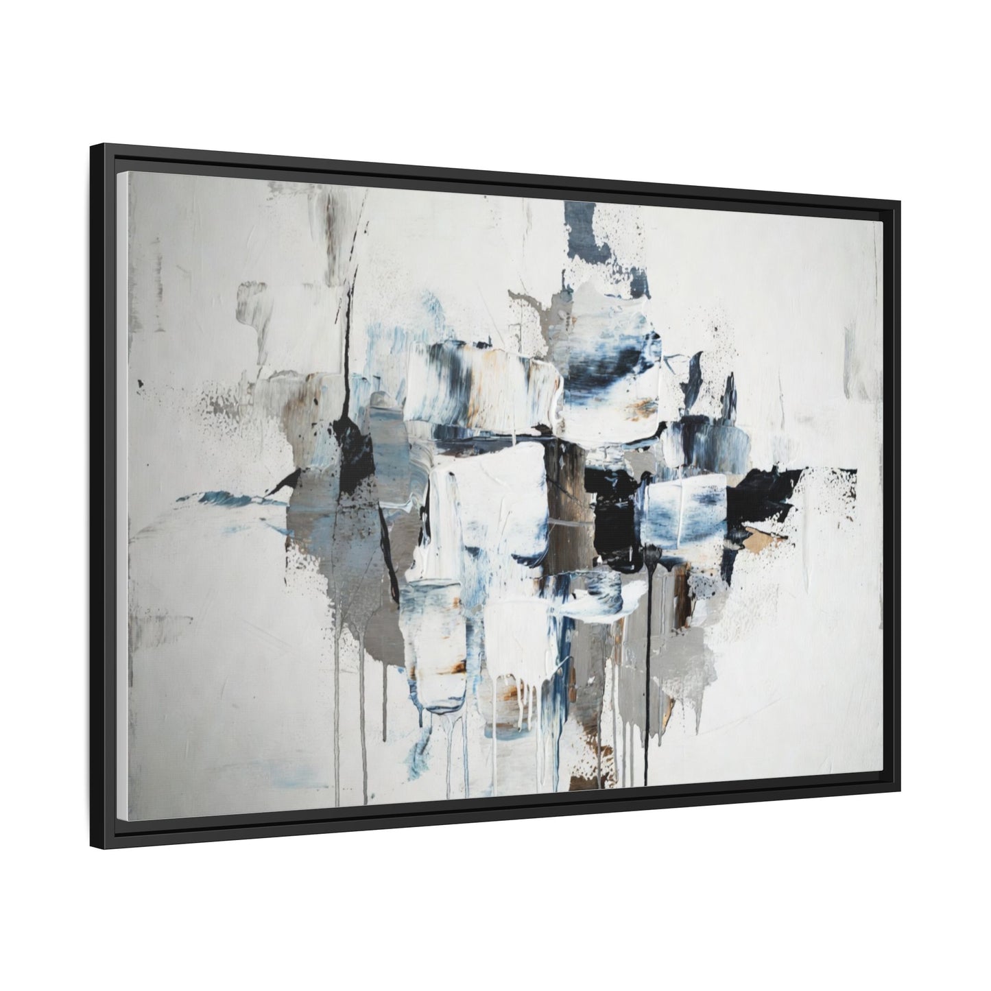 Framed Abstract Canvas Art — Blue Neutral Modern Wall Print