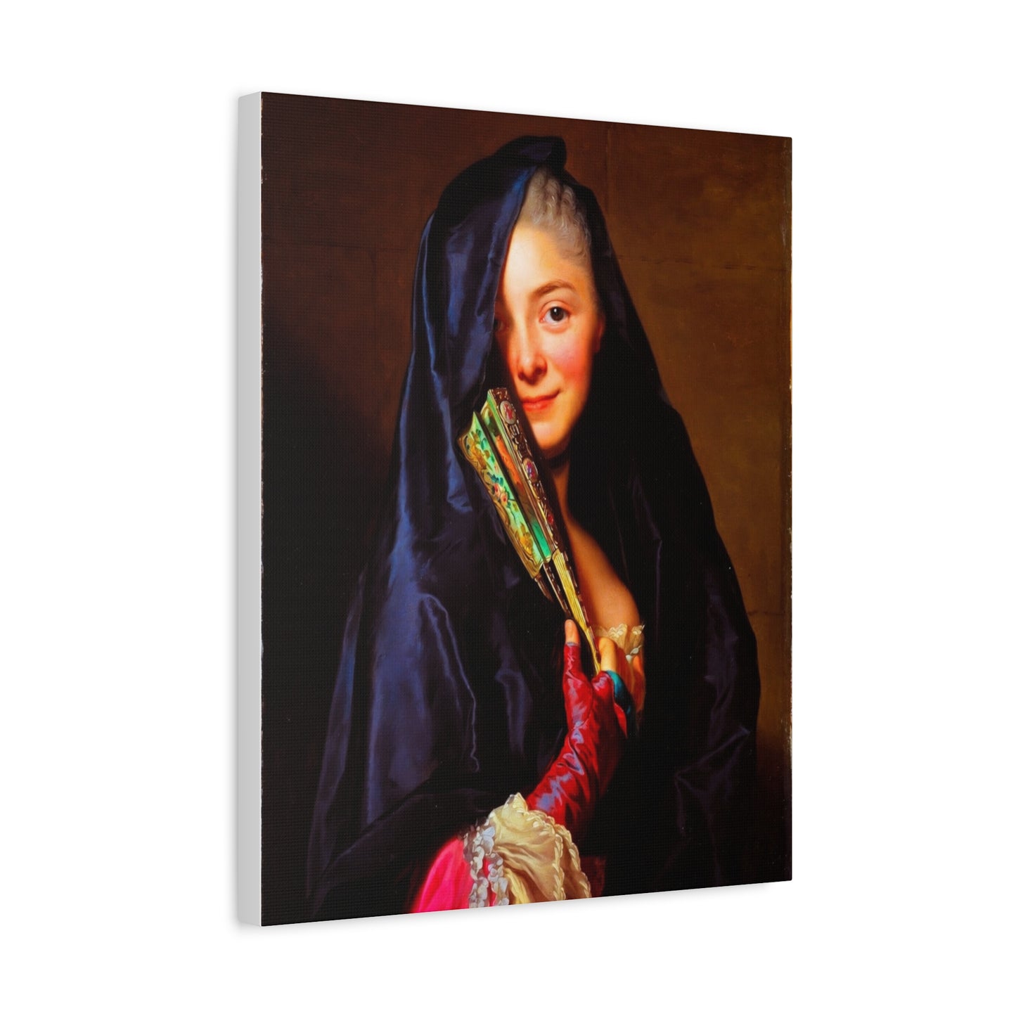 Vintage Portrait Canvas Print — Elegant Lady with Fan Matte Stretched Wall Art