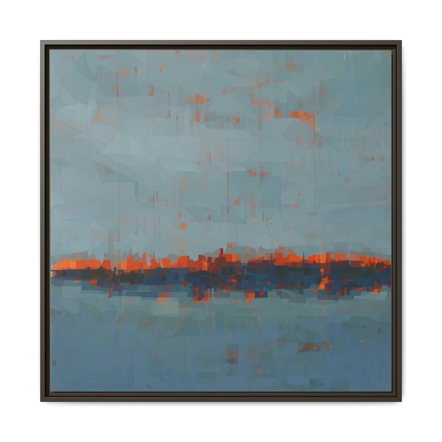Framed Canvas Art — Teal & Orange Abstract Seascape