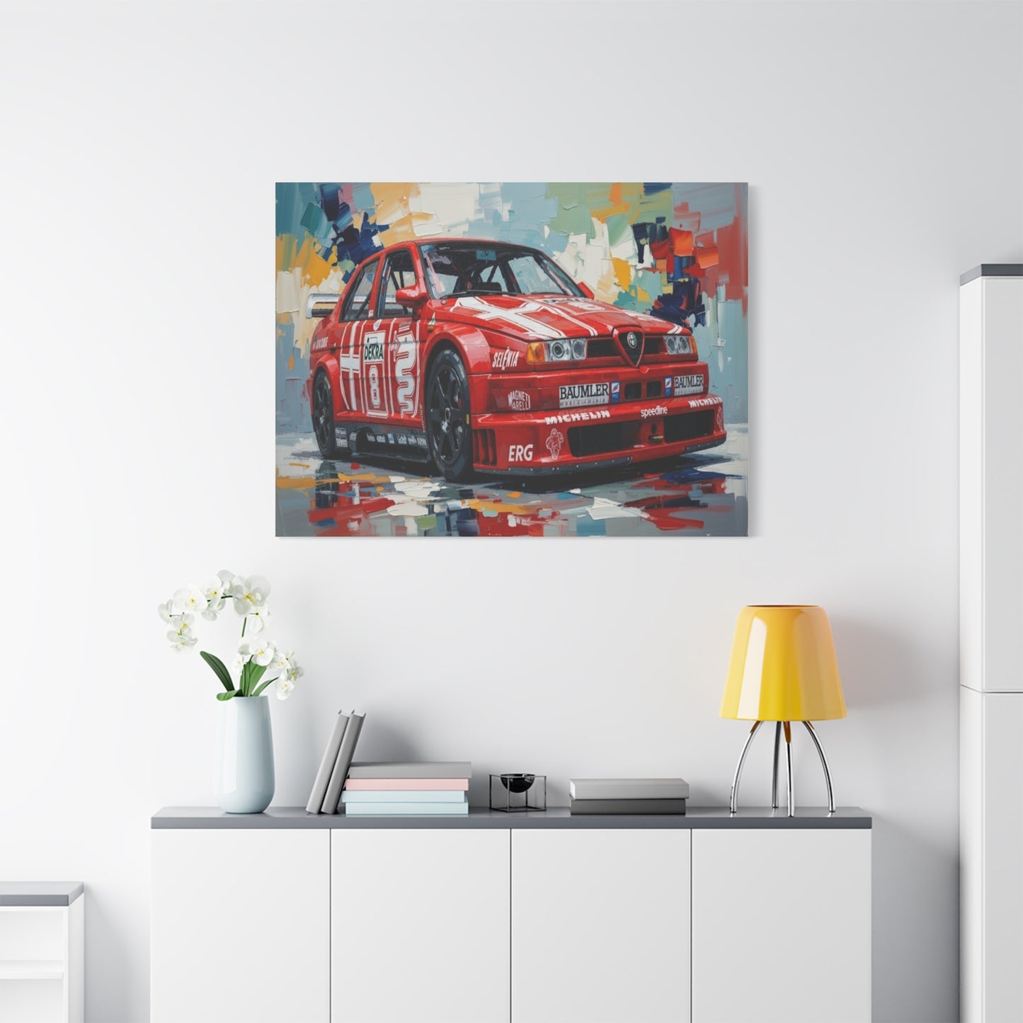 Racing Alfa Romeo Canvas Print — Red Race Car Stretched Wall Art