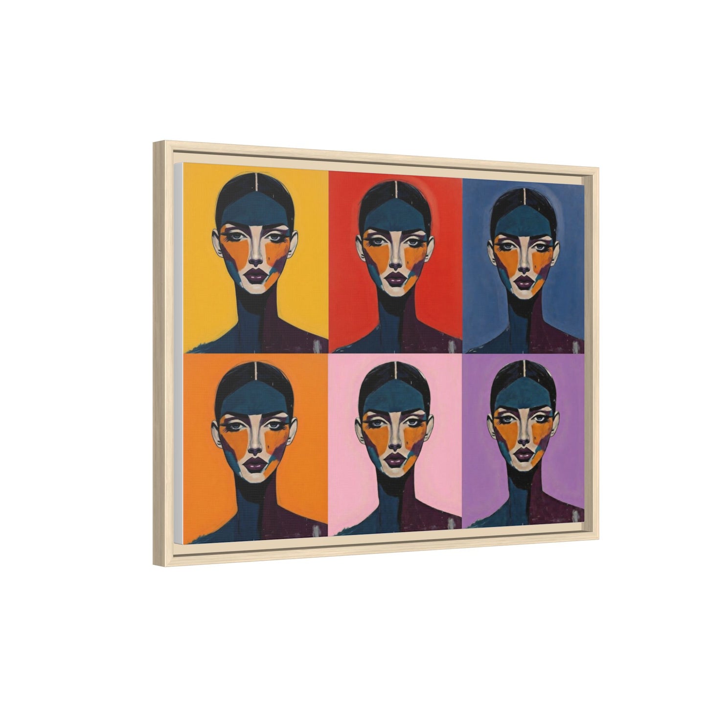 Pop Art Portrait Matte Canvas — Framed Multi-Color Wall Art