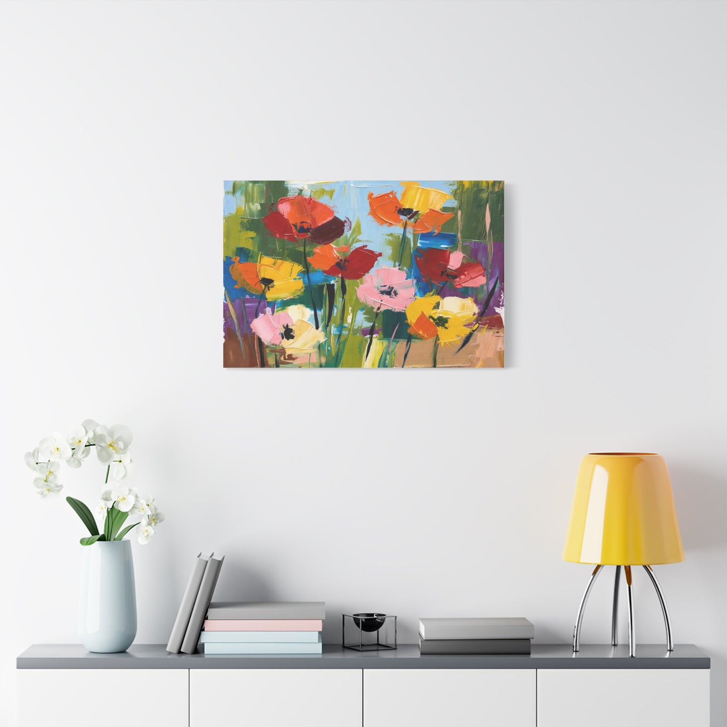 Colorful Abstract Floral Canvas Wall Art — Matte Stretched 1.25"