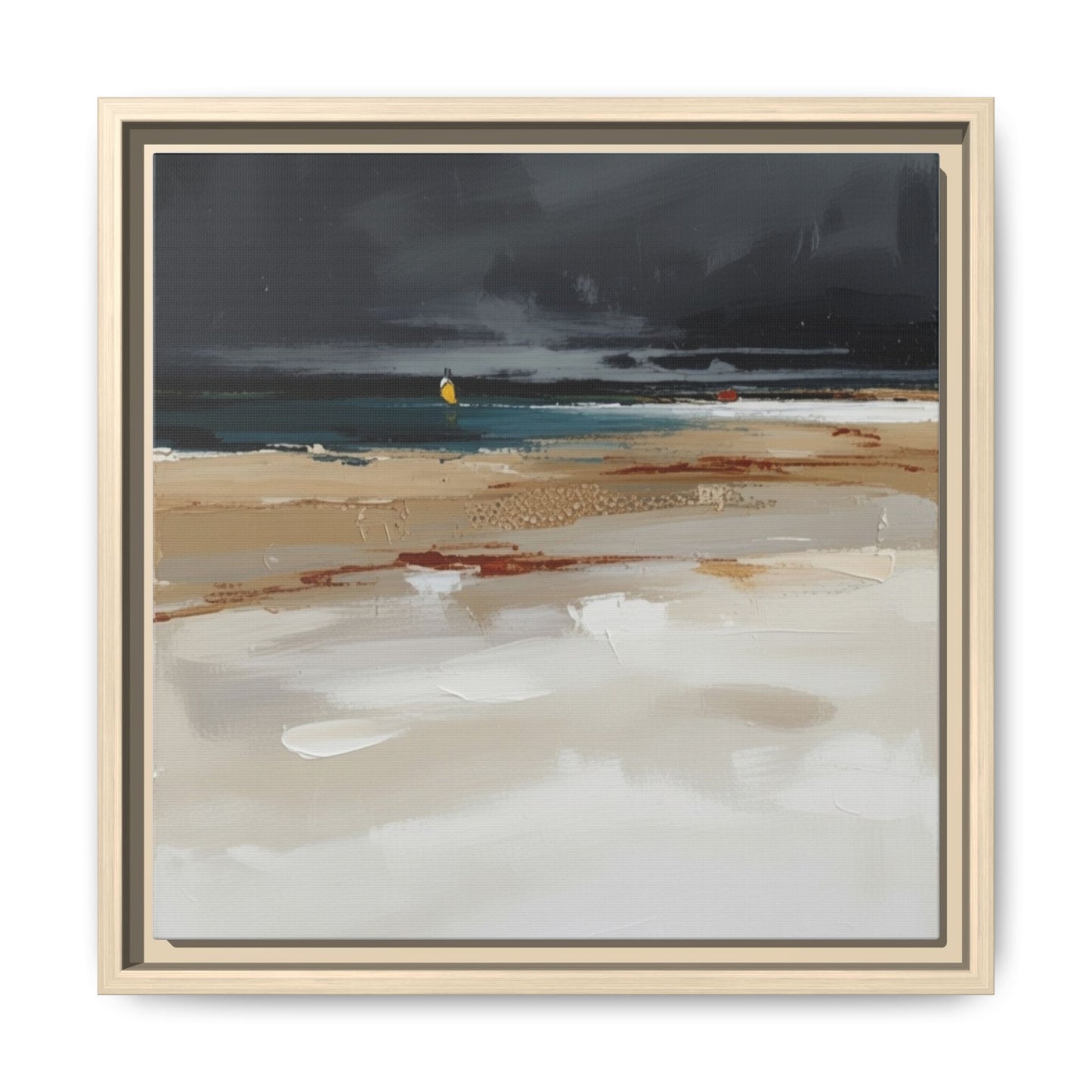 Framed Matte Canvas Beachscape Art Print — Coastal Abstract Wall Decor