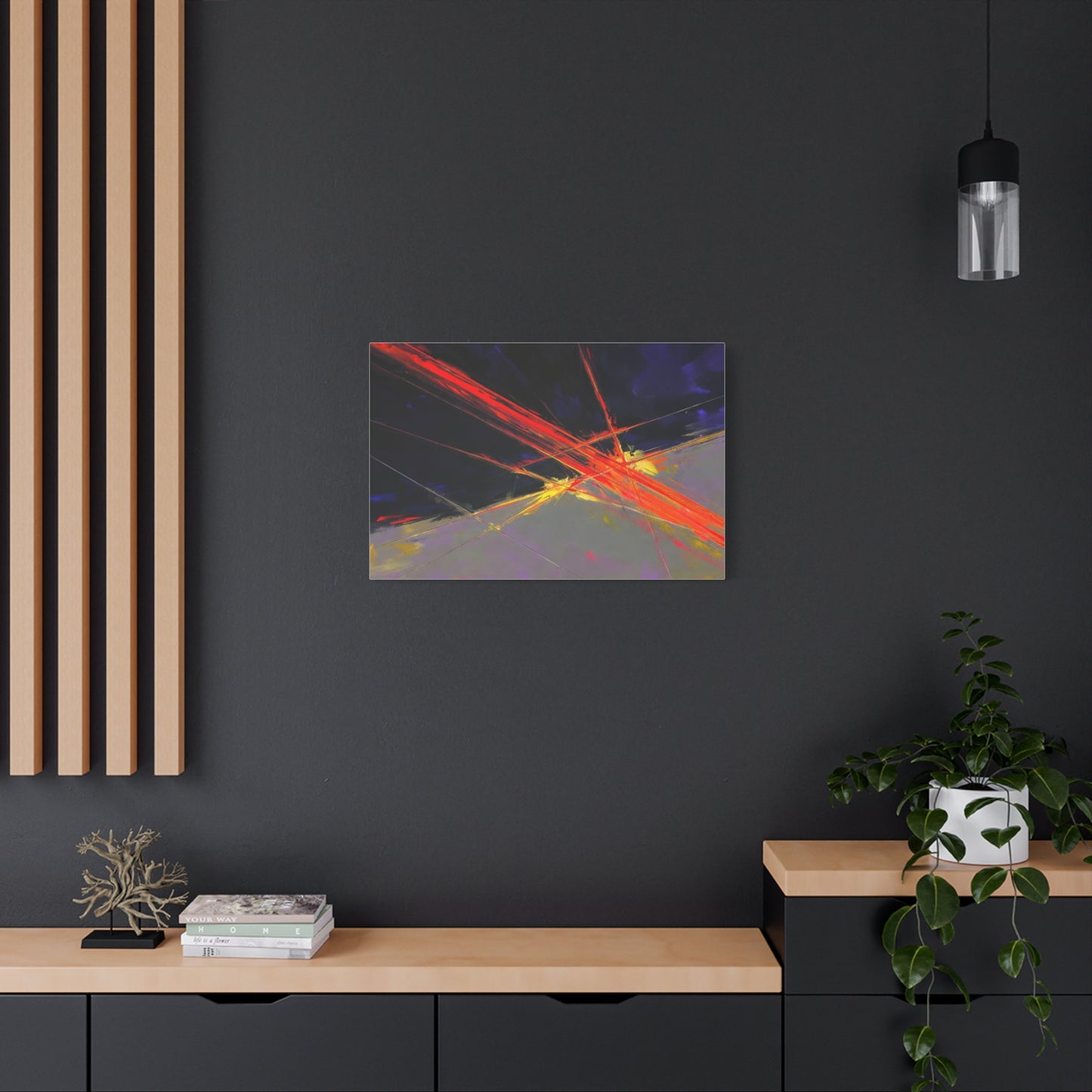 Abstract Red Streaks Matte Canvas Print — Modern Geometric Wall Art