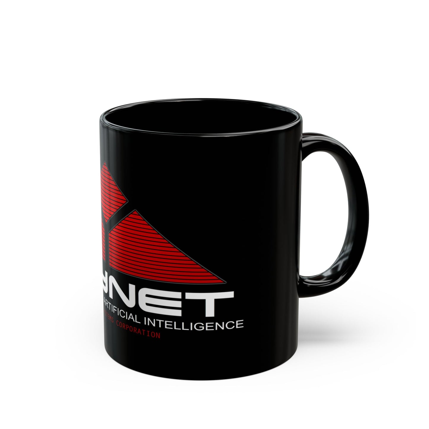 Skynet Logo Black Mug — Sci‑Fi AI Coffee Cup (11oz & 15oz)