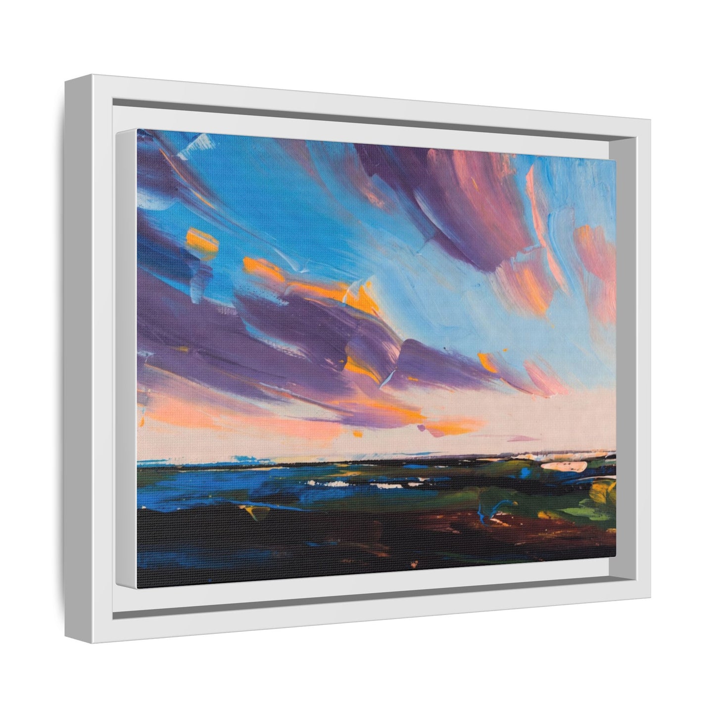 Framed Matte Canvas Abstract Seascape Sunset Art Print