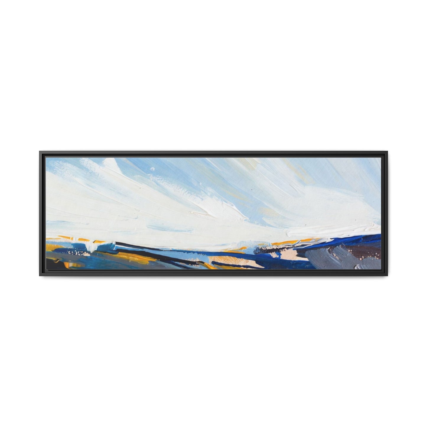 Framed Abstract Seascape Canvas Print — Matte Multi‑Color Wall Art