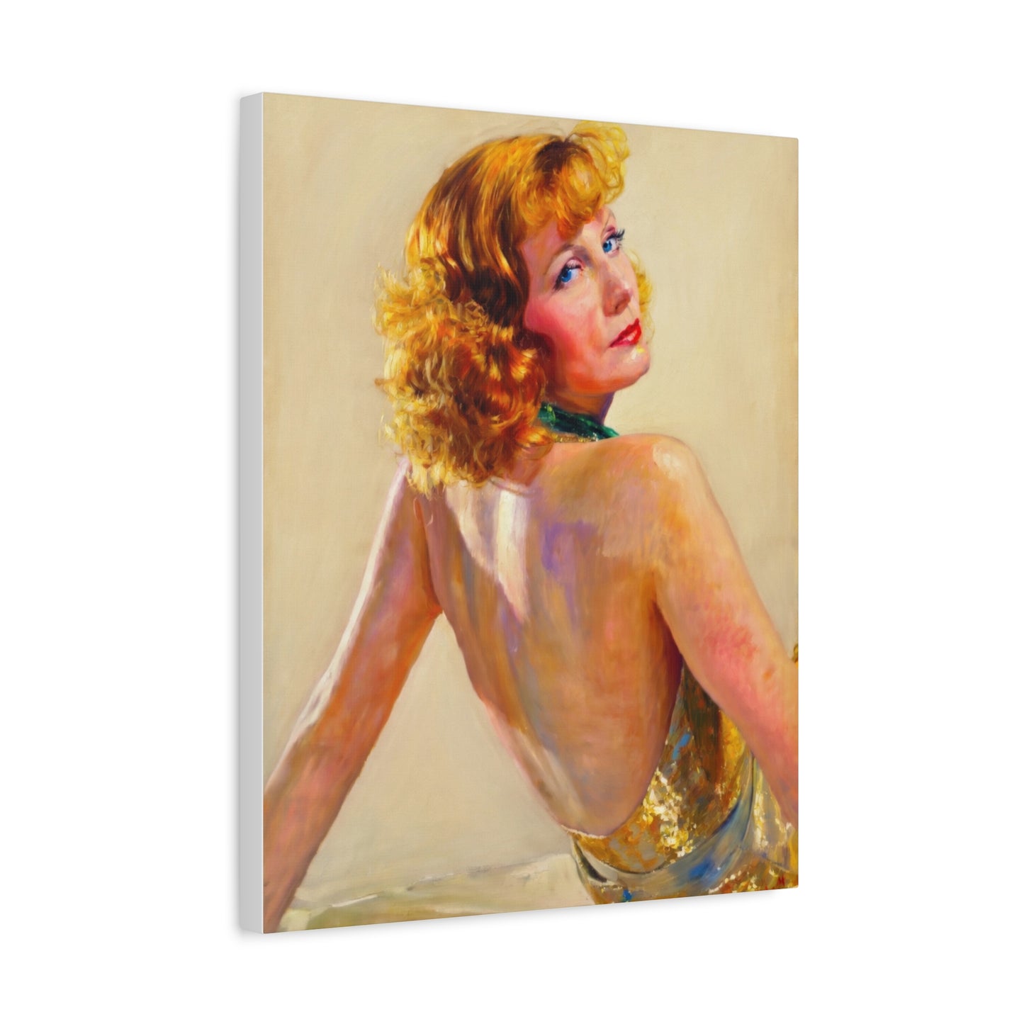 Vintage Greta Garbo Glam Portrait Canvas