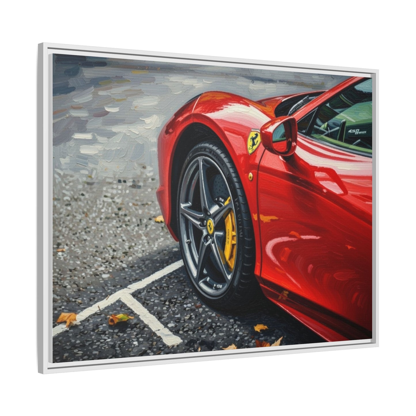 Framed Matte Canvas: Red Sports Car Close-Up Art Print