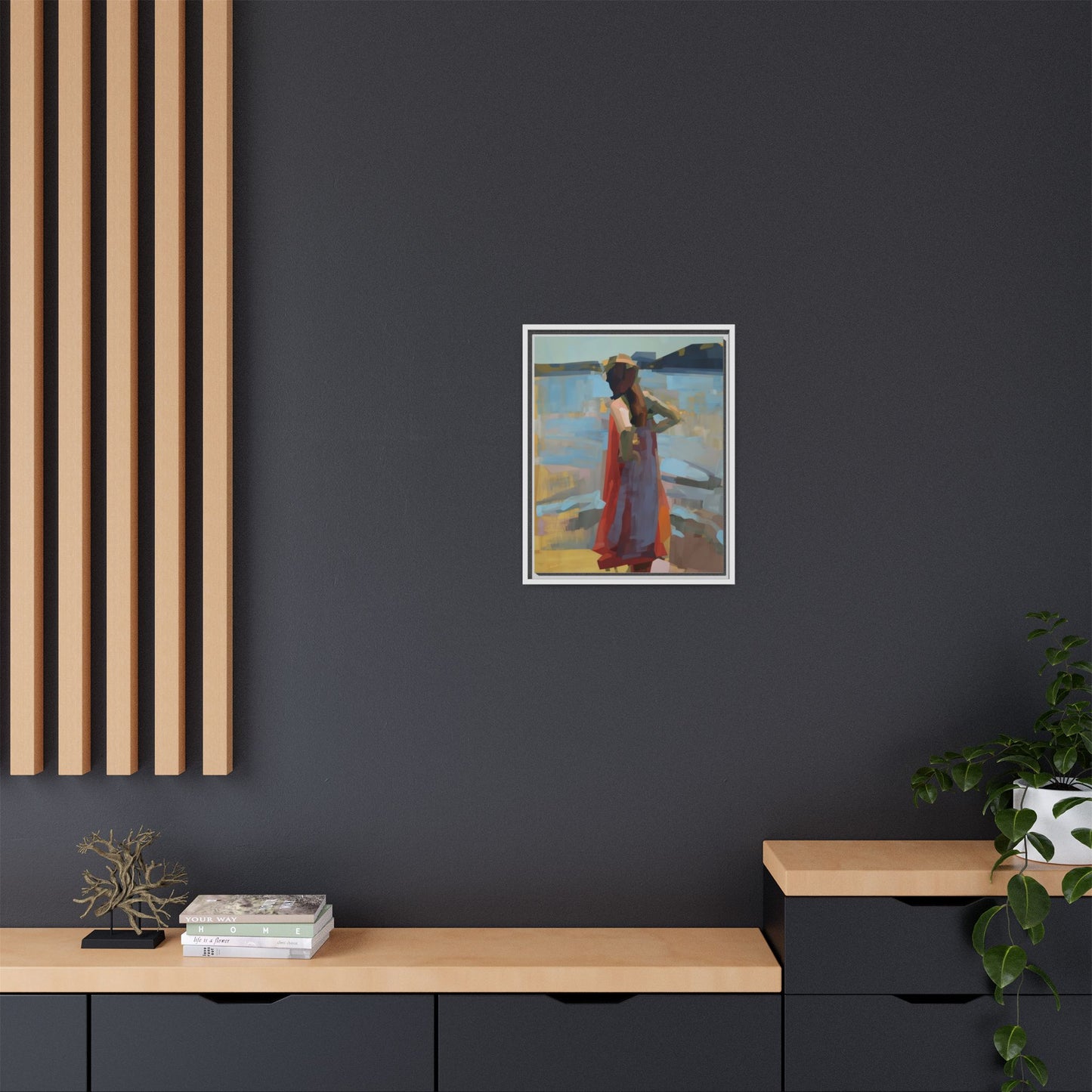 Framed Matte Canvas Print — Coastal Woman Abstract Art