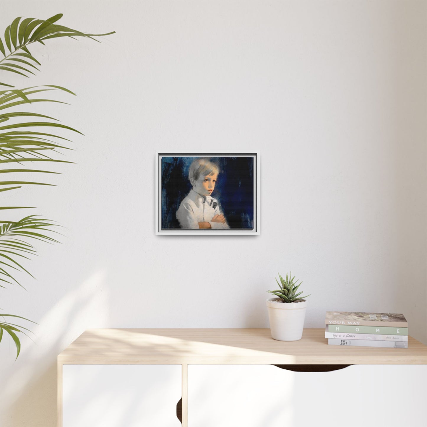 Painting of boy by Unknown Artist Framed Matte Canvas Wall Art Print