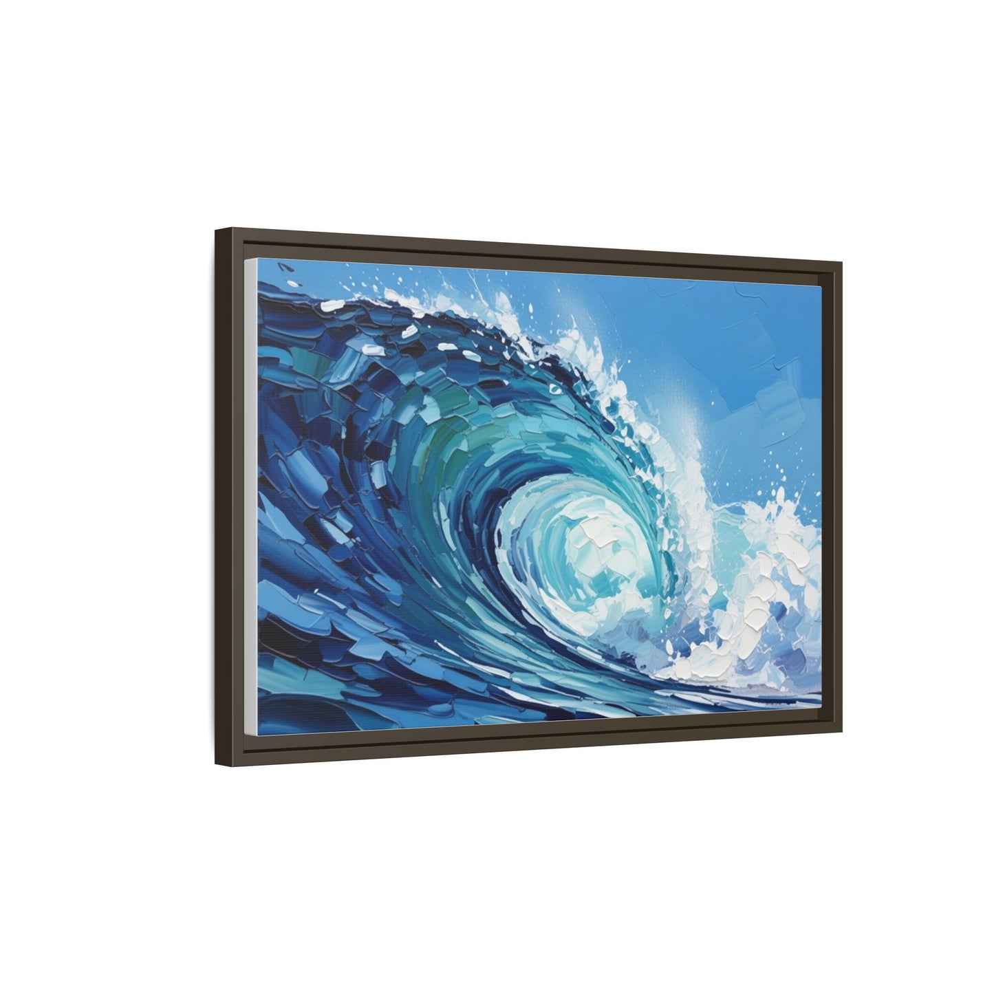 Framed Matte Canvas Wave Art — Blue Ocean Surf Wall Decor