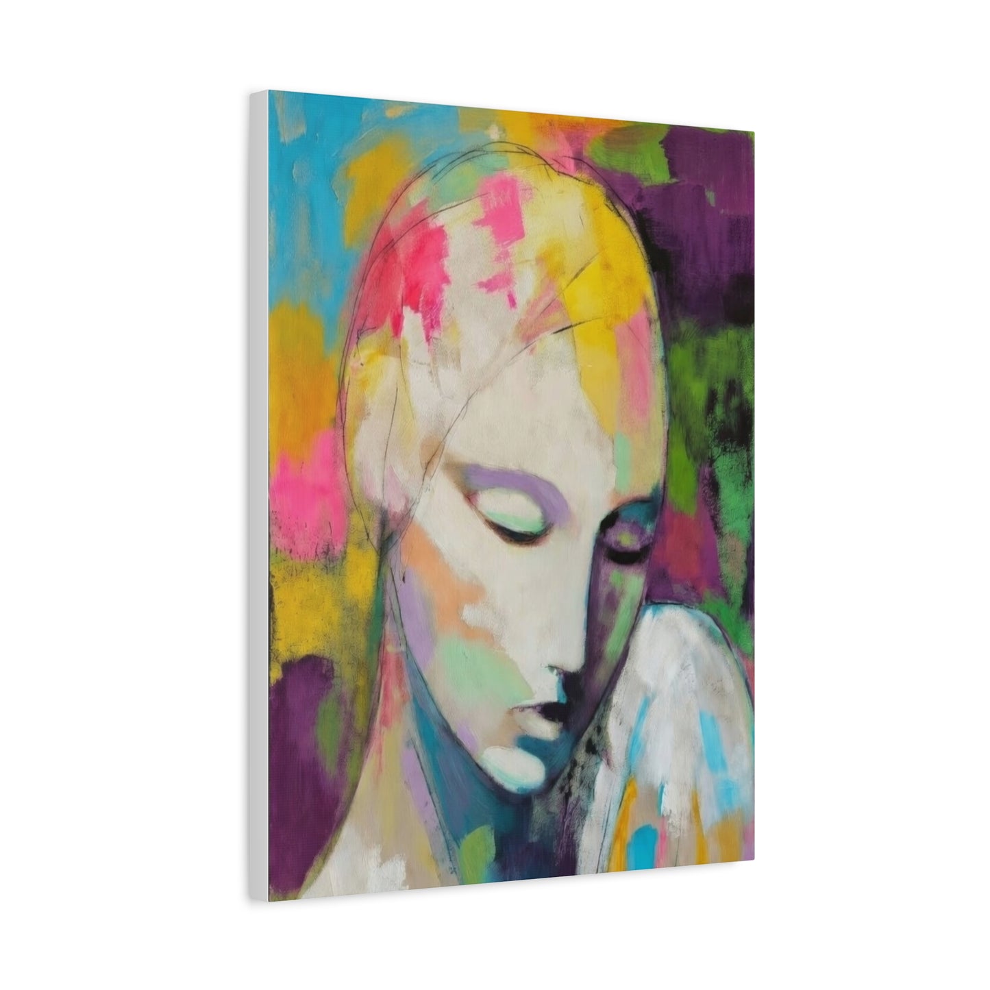 Abstract Angel Portrait Canvas - Colorful Modern Wall Art
