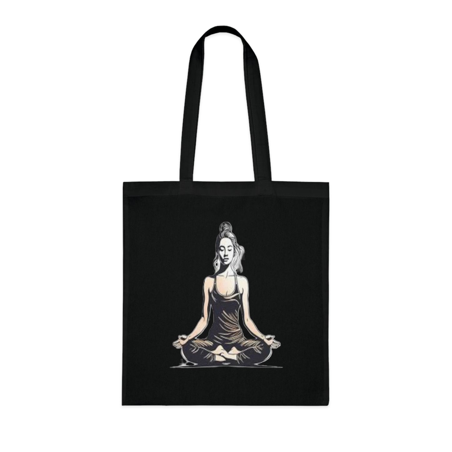 Yoga Meditation Cotton Tote Bag — Lotus Pose Graphic Beach & Market Tote