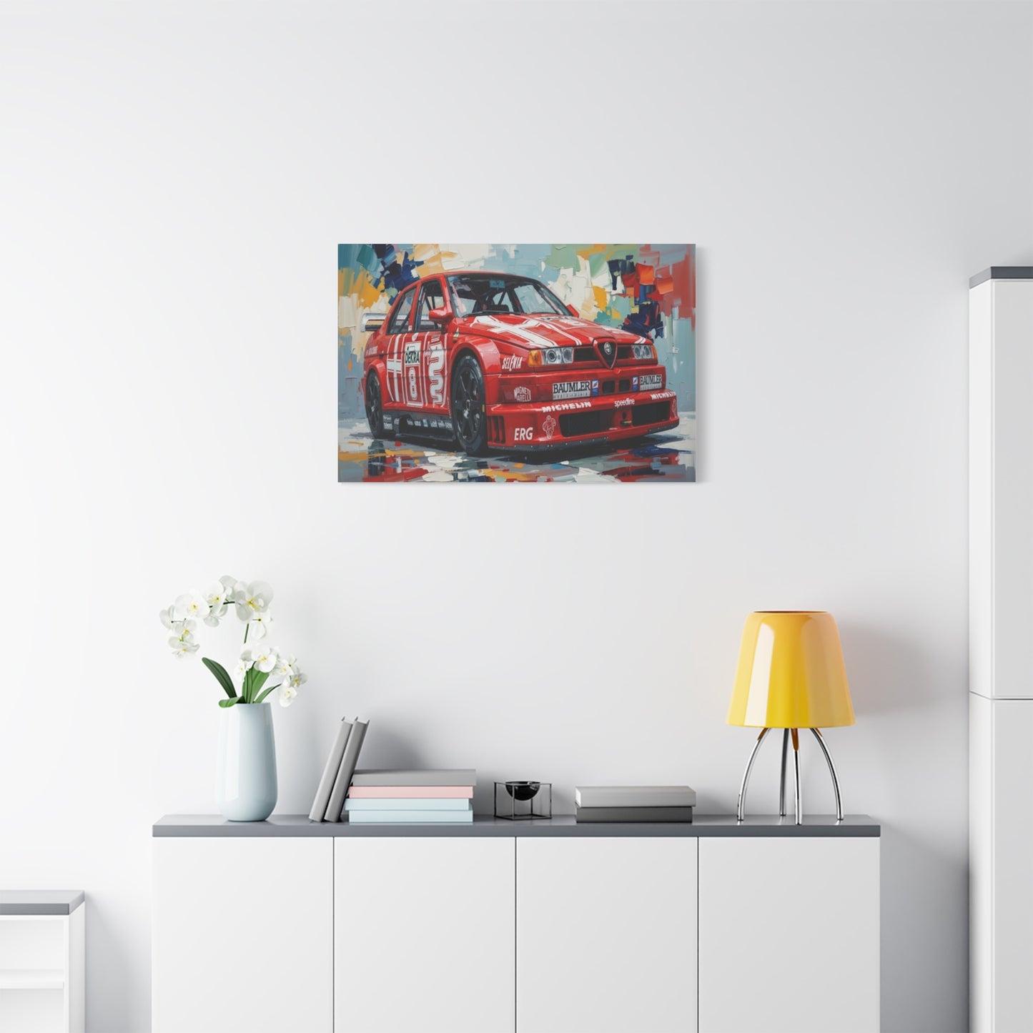 Racing Alfa Romeo Canvas Print — Red Race Car Stretched Wall Art