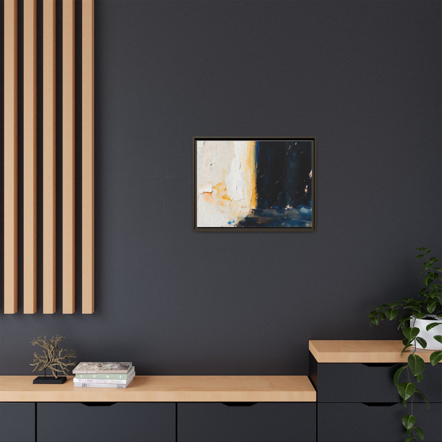 Abstract Coastal Texture Framed Canvas Art — Matte Multi-Color Wall Print