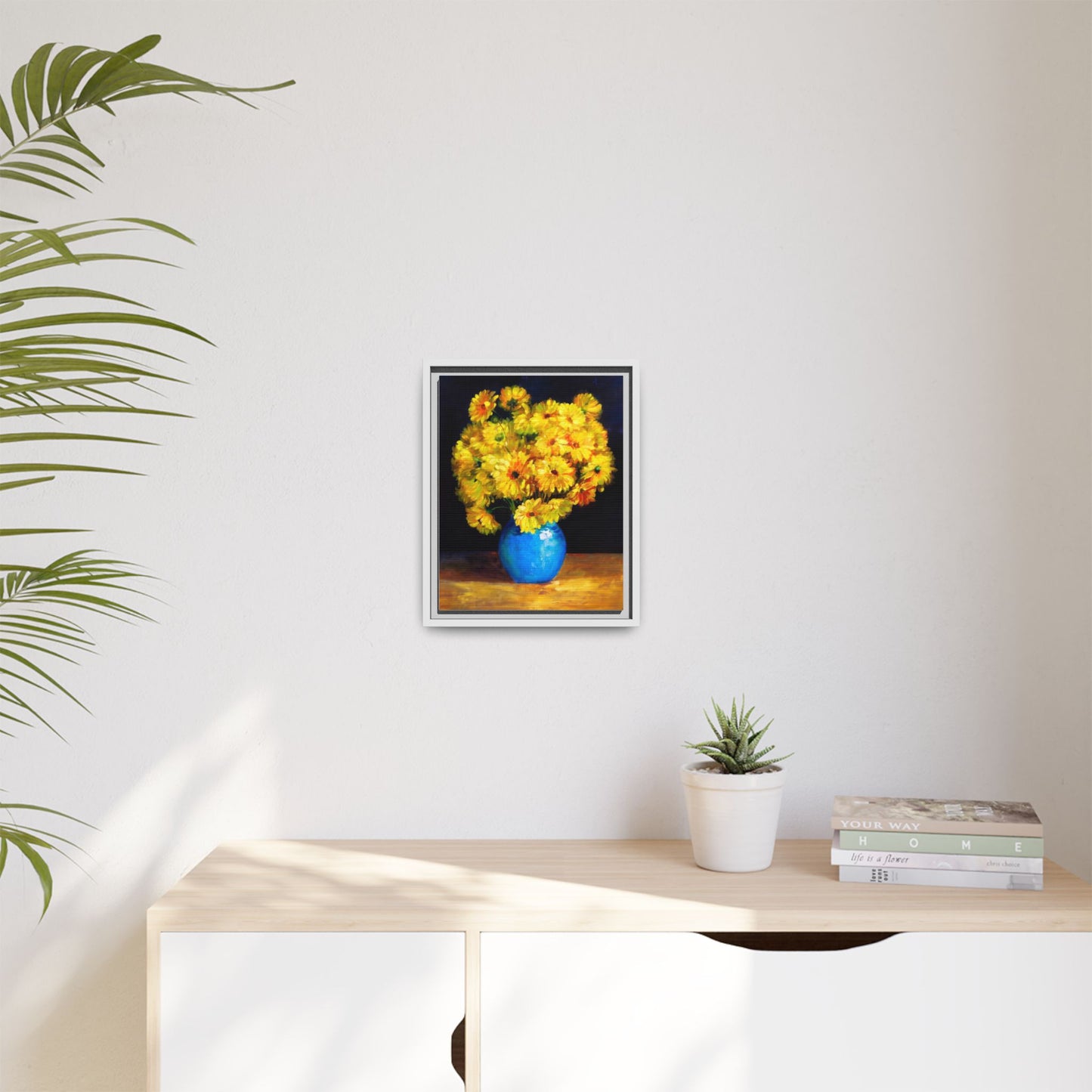 Yellow Daisy Bouquet Matte Canvas Framed Wall Art