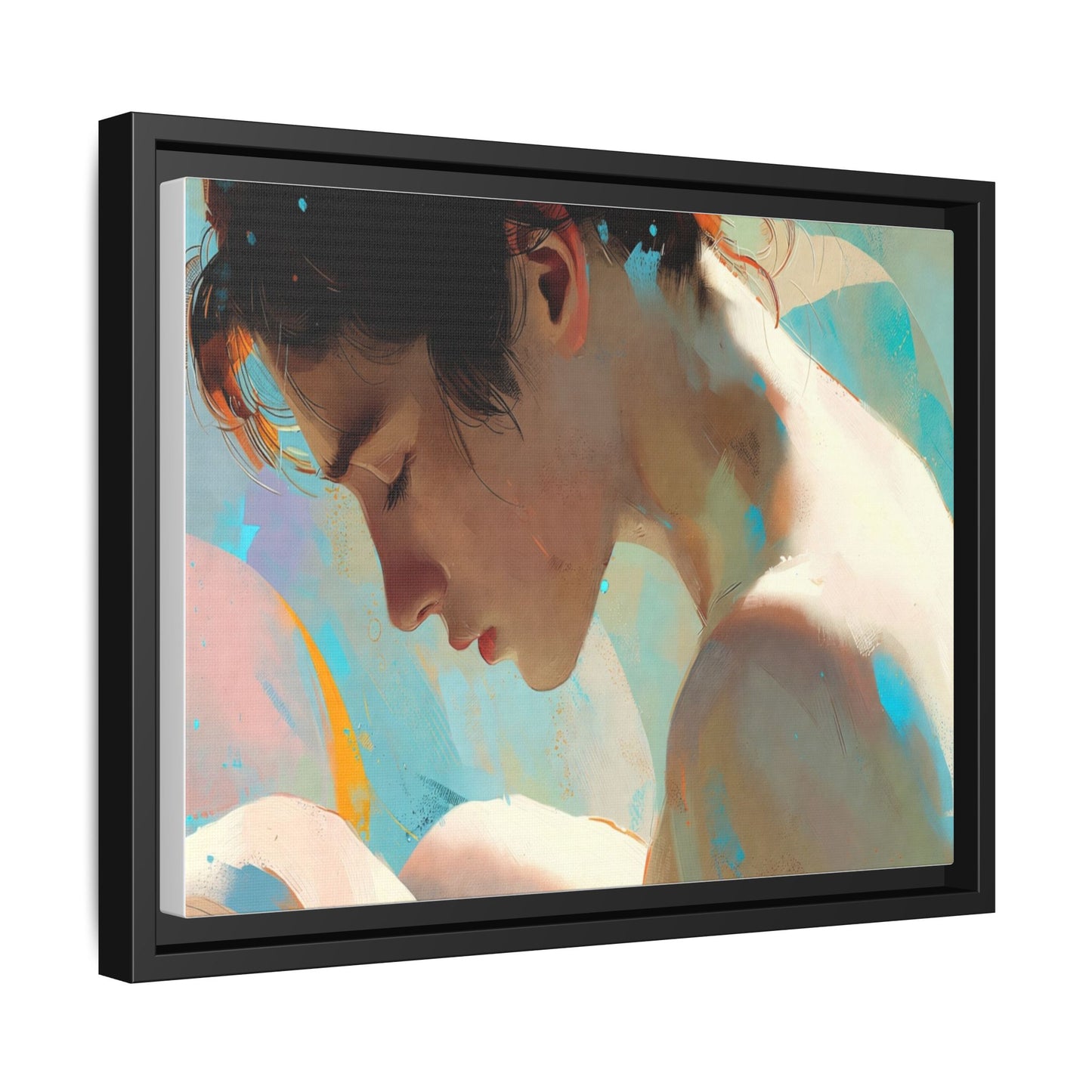 Framed Matte Canvas Print — Dreamy Portrait Art (Multi‑Color)