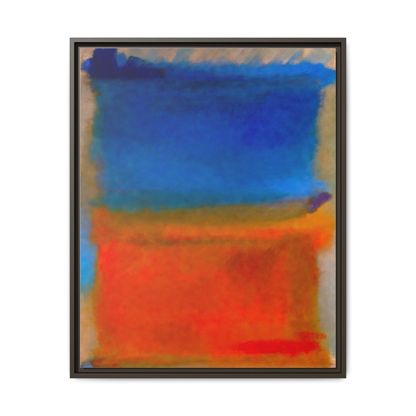 Abstract Color Block Matte Canvas Framed Wall Art — Blue & Orange Modern Painting