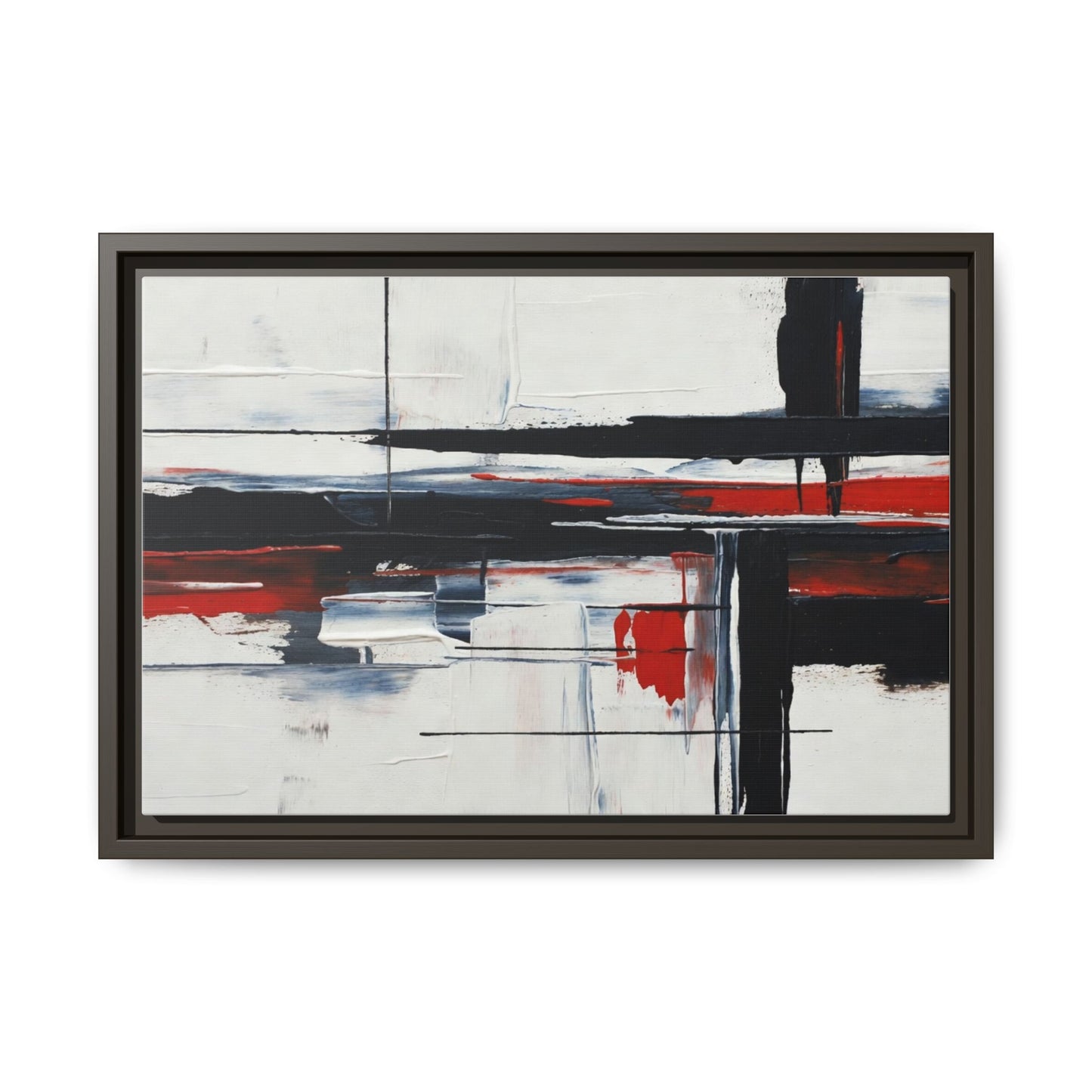 Abstract Red & Black Framed Canvas Art — Modern Matte Wall Painting