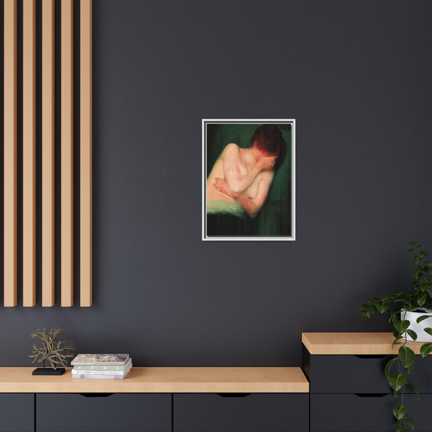Female Nude by János Vaszary Framed Matte Canvas Wall Art Print
