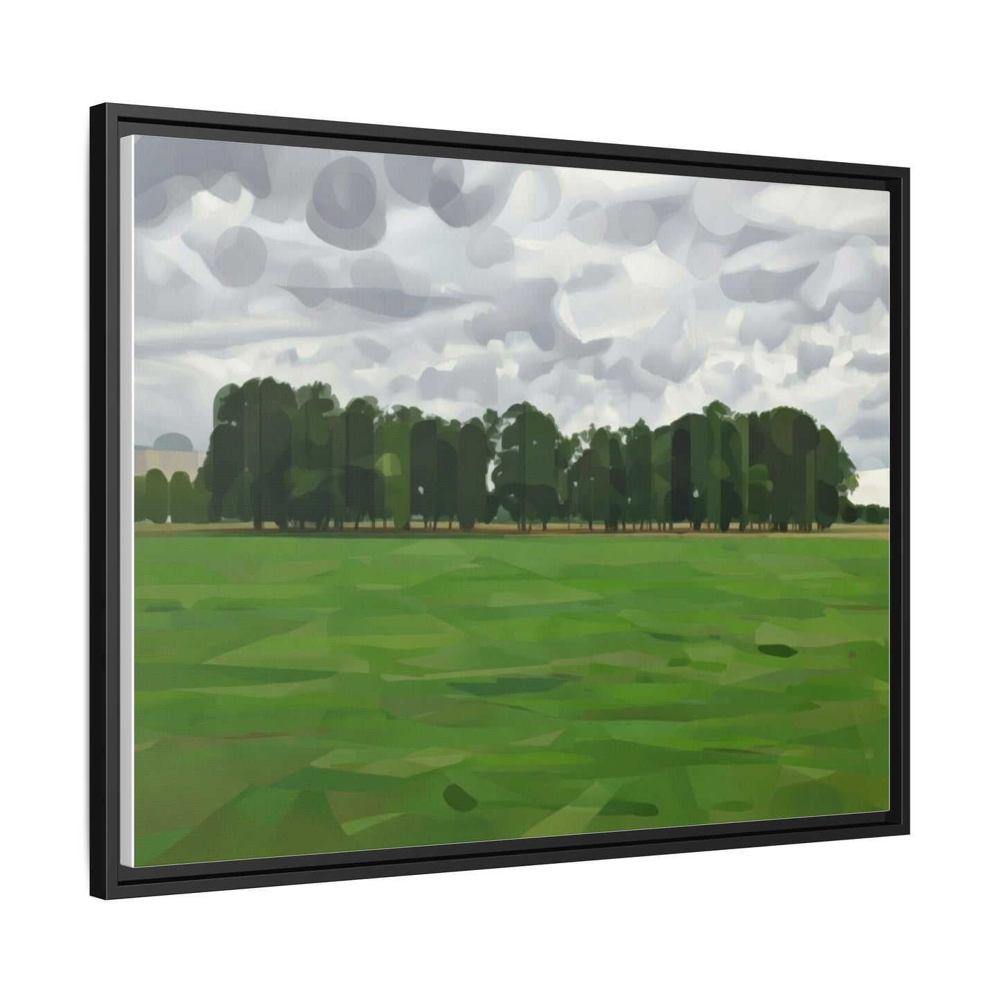 Framed Matte Canvas Print — Minimalist Green Landscape Art
