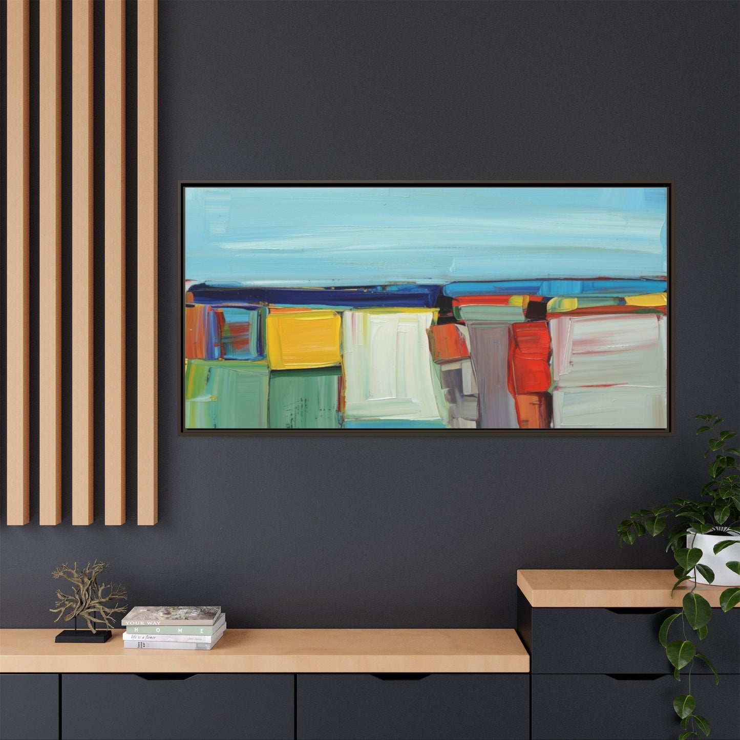 Abstract Coastal Blocks Matte Canvas Print (Framed)