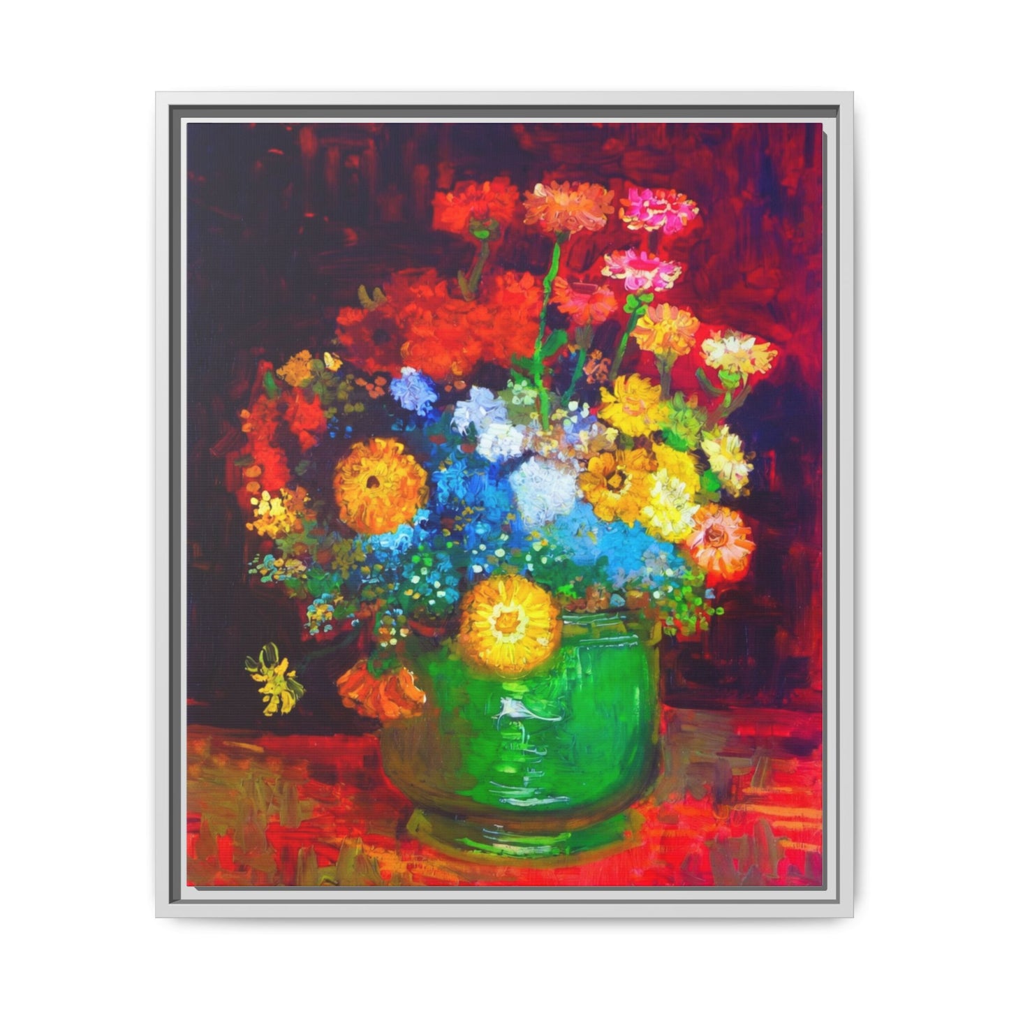 Framed Floral Canvas Print — Colorful Bouquet Wall Art
