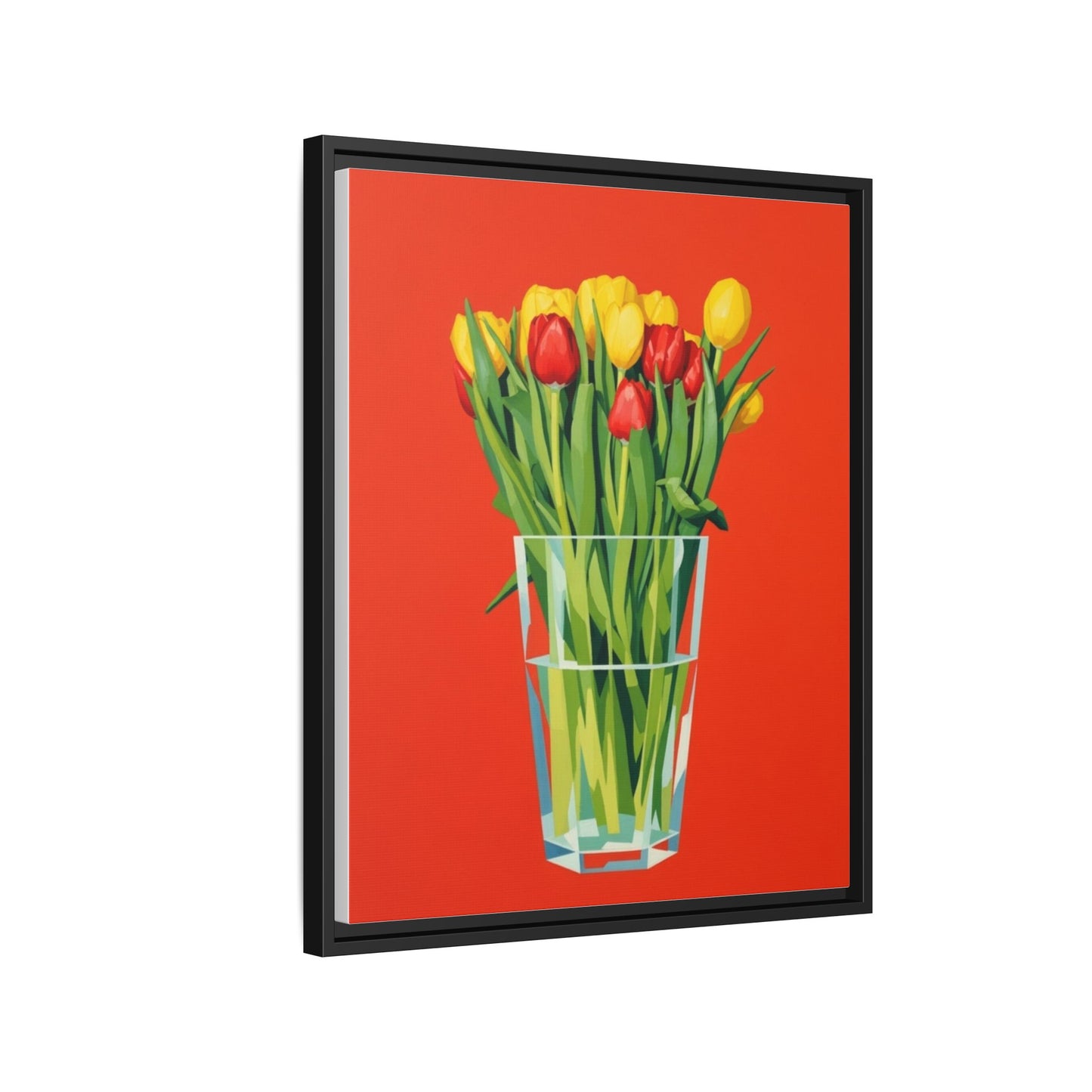 Framed Tulip Bouquet Matte Canvas Art — Vibrant Red Floral Wall Print