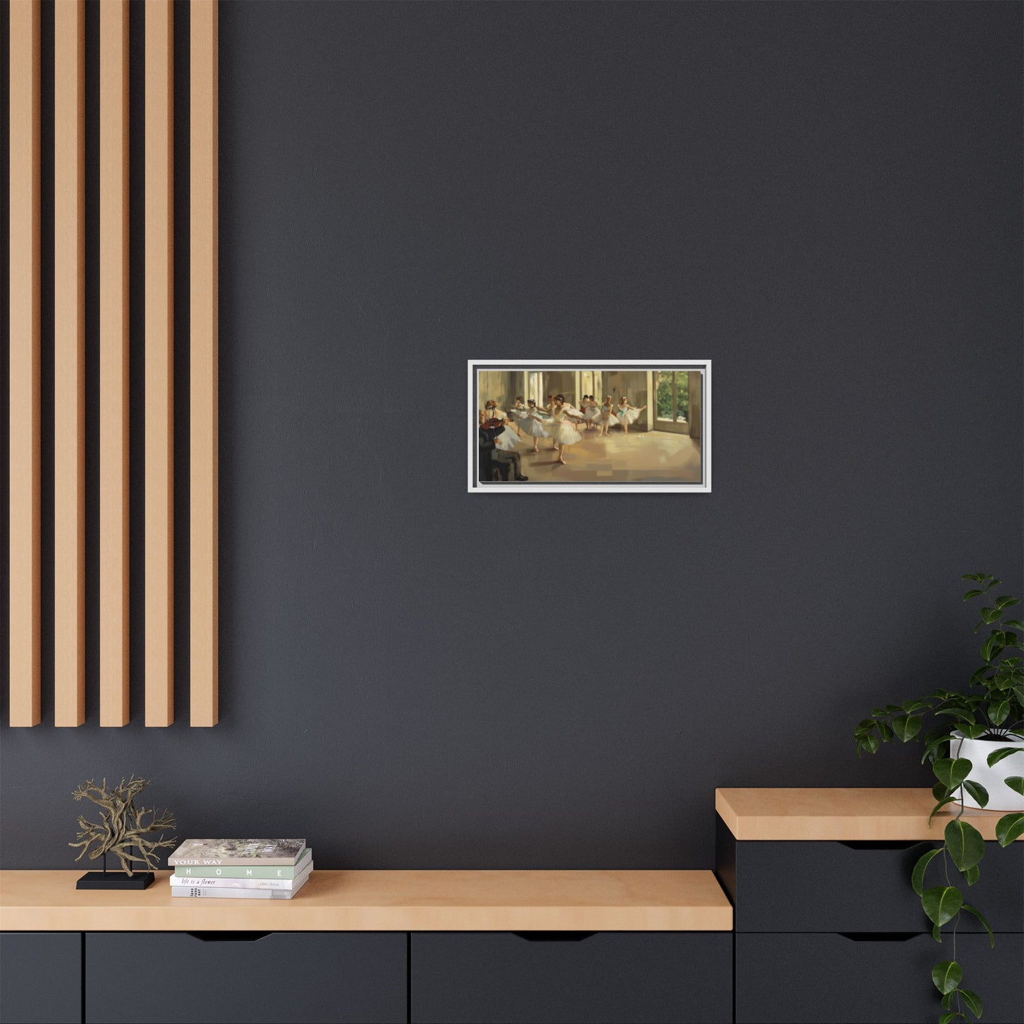 Framed Matte Canvas Print — Ballet Class Scene (Impressionist Dancers)