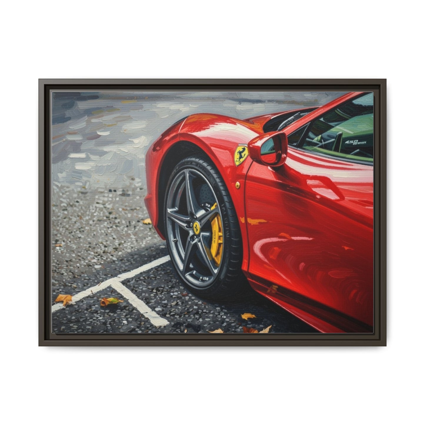 Framed Matte Canvas: Red Sports Car Close-Up Art Print